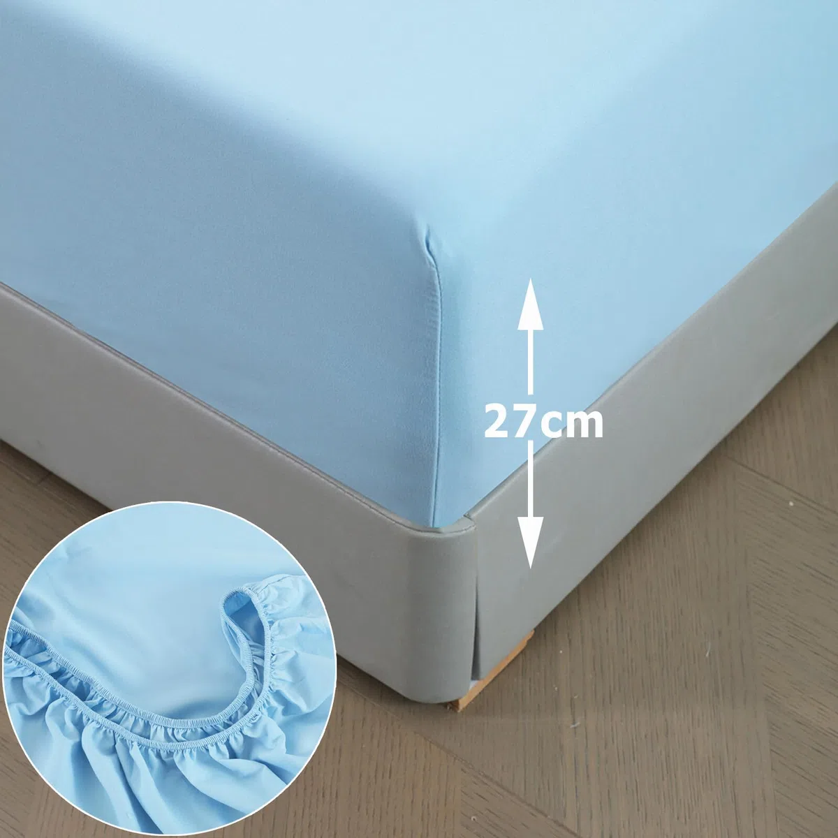 Juego Funda Nórdica 4 Piezas para Cama 135 - Funda Nordica 220x220cm, Bajera 135x200cm, 2 Fundas Almohada 50x75cm, Estampado Círculos Azul Claro, Microfibra Suave Transpirable
