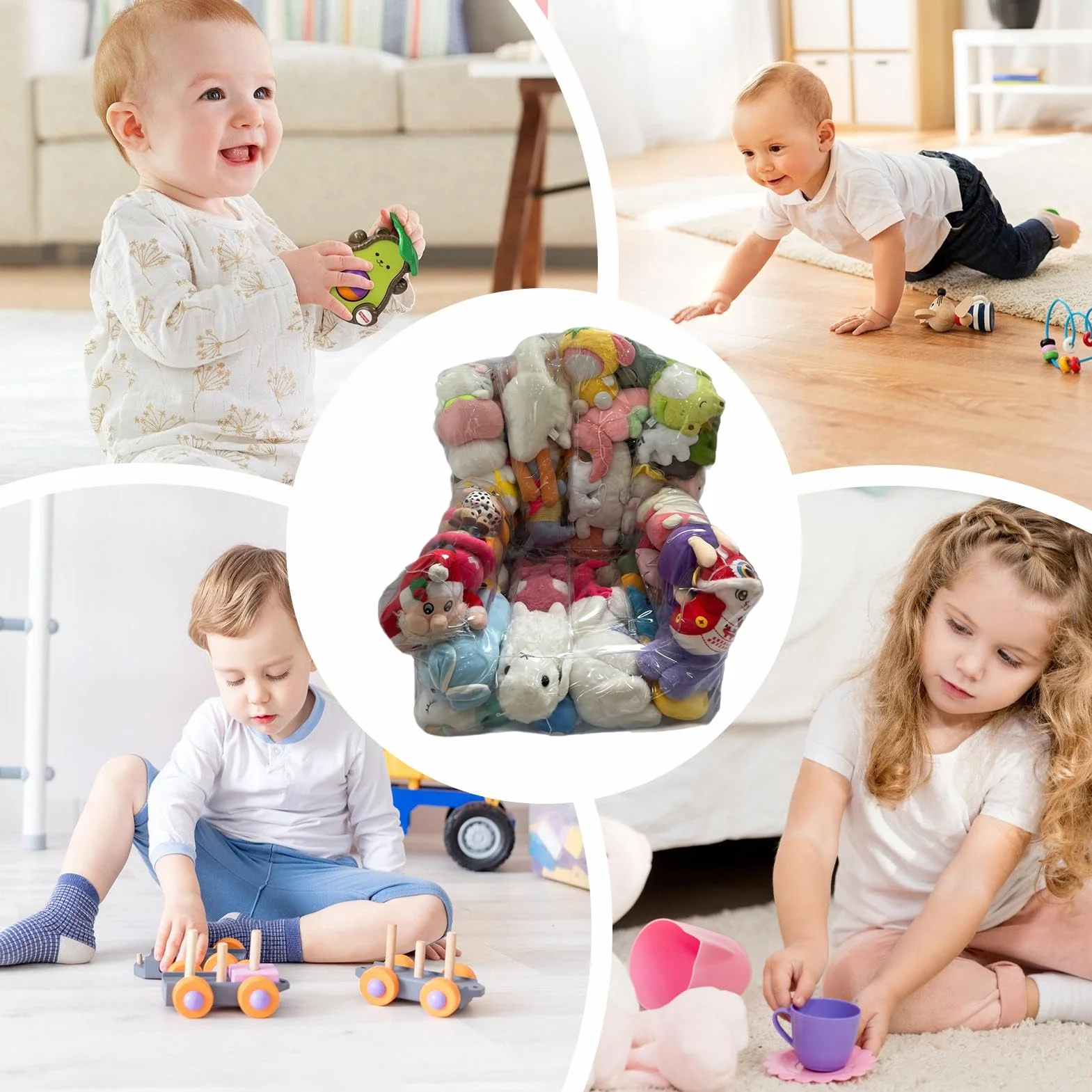 Genérico Sillón Puf Transparente, Fundas para Sillón Saco para Guardar Peluches, Sillóns Puf Impermeable De PVC, Ideal Paras Organizar Juguetes De Niños