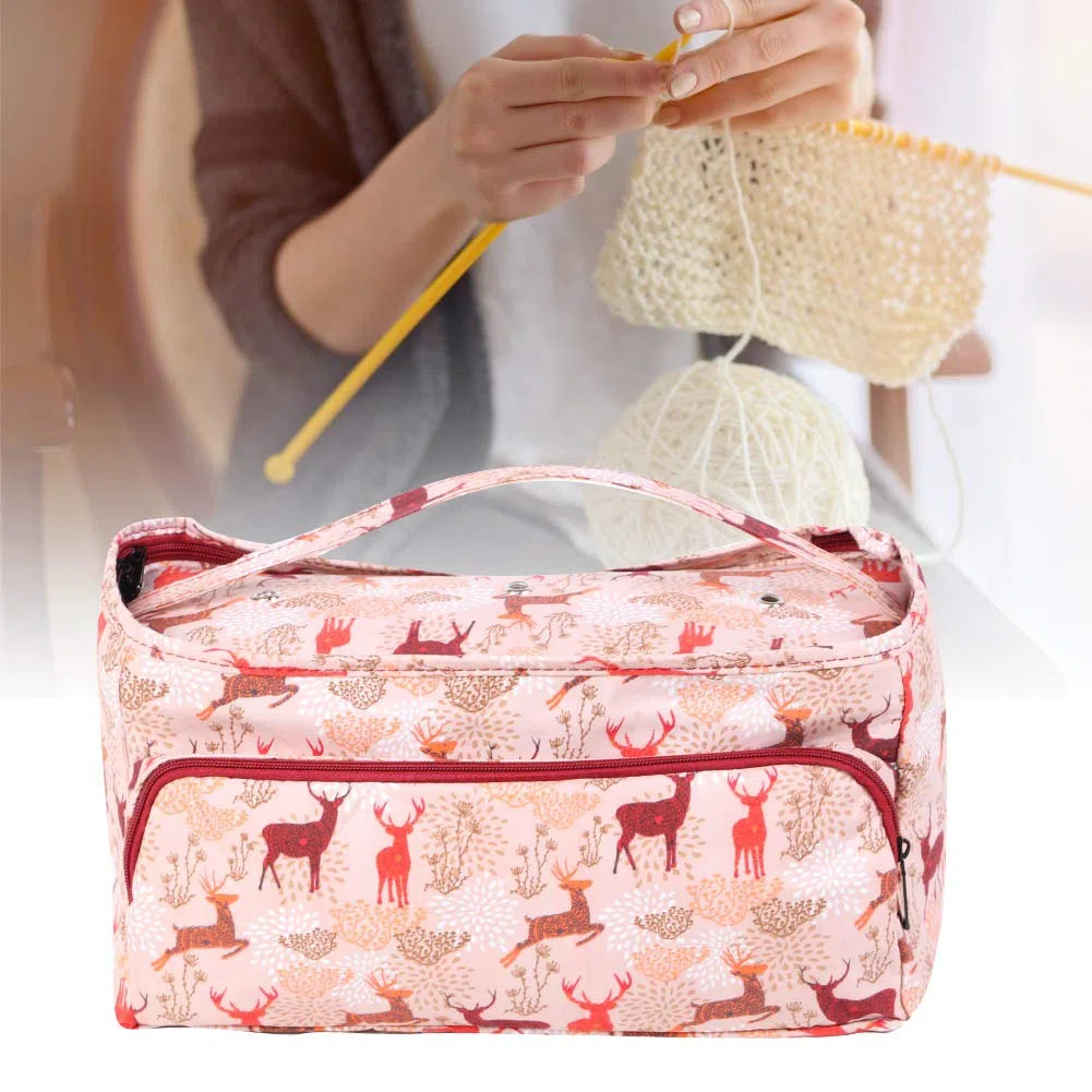 Bolsa de almacenamiento de hilo para ganchillo y bolsa, Bolsa Organizadora de Lana para Tejer, Ligero Bolsa Labores Punto, Portátil Bolsa de Labores para agujas de tejer6 tamaños(Rectangular)