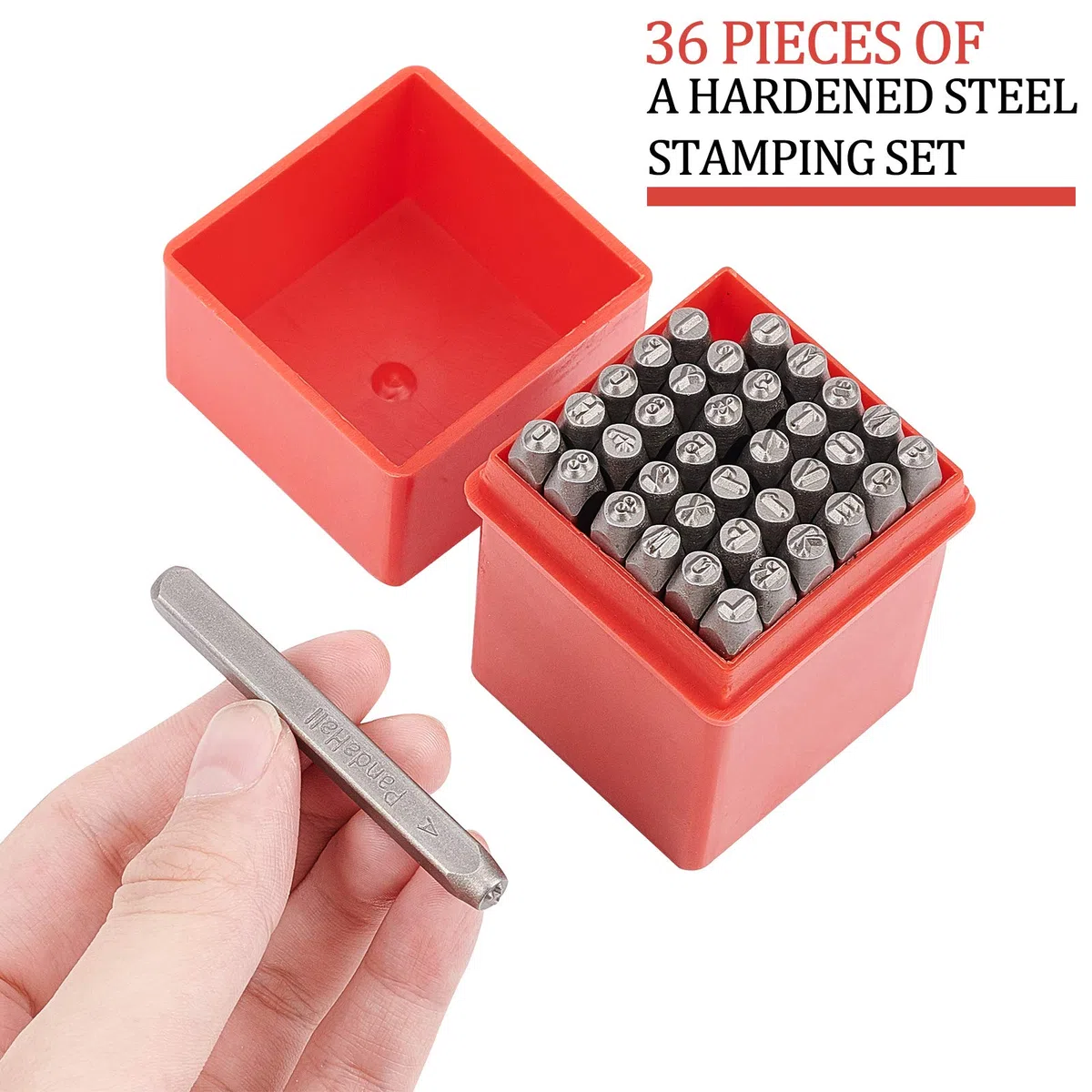 PandaHall Juego de 36 sellos de metal 3 mm con alfabeto en mayúsculas A-Z números 0-9 y símbolos hierro - herramienta de punzón para imprimir en joyas de cuero y madera