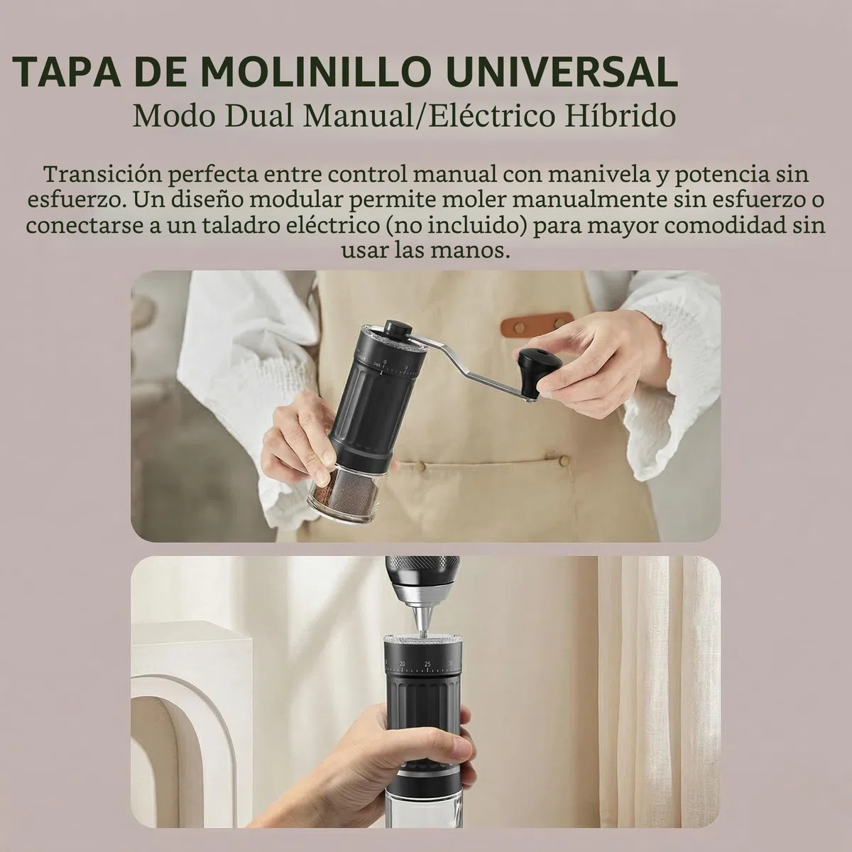 Molino de café manual externo y ajustable, con molino cónico de cerámica de alta precisión y diseño moderno, ajuste de 40 niveles, adecuado para Aeropress, Pour Over y cafeteras Moka.