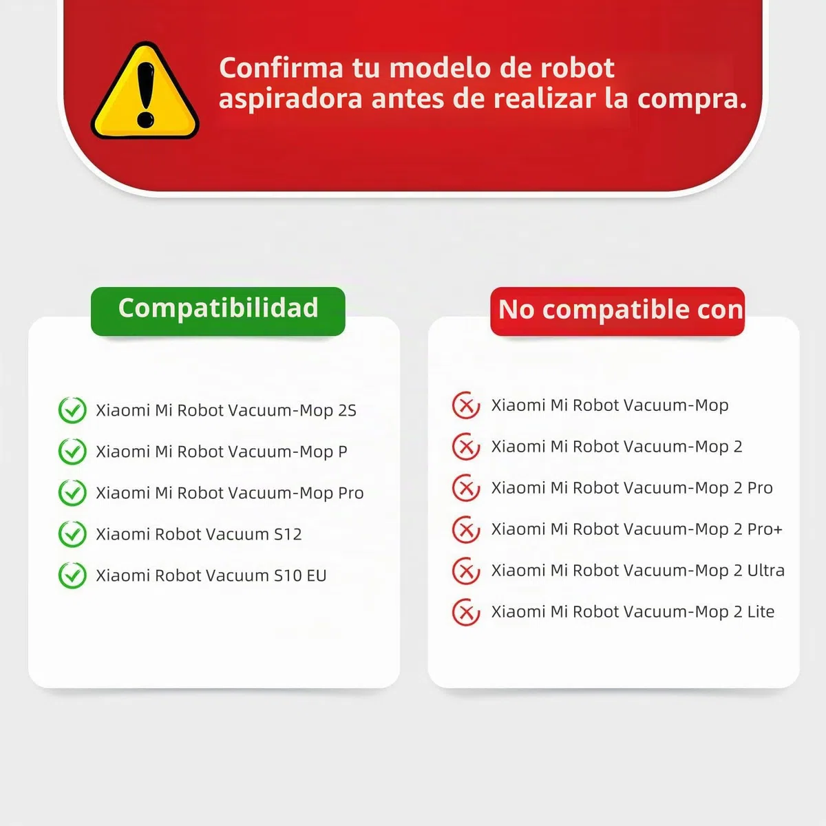 Accesorios Repuestos compatibles para Xiaomi Robot Vacuum Mop 2S / Mop P/Mop Pro / S12 / T12 B106GL, 1 Cepillo Central, 4 cepillos Giratorio, 2 filtros hepa, 2 paños de fregado