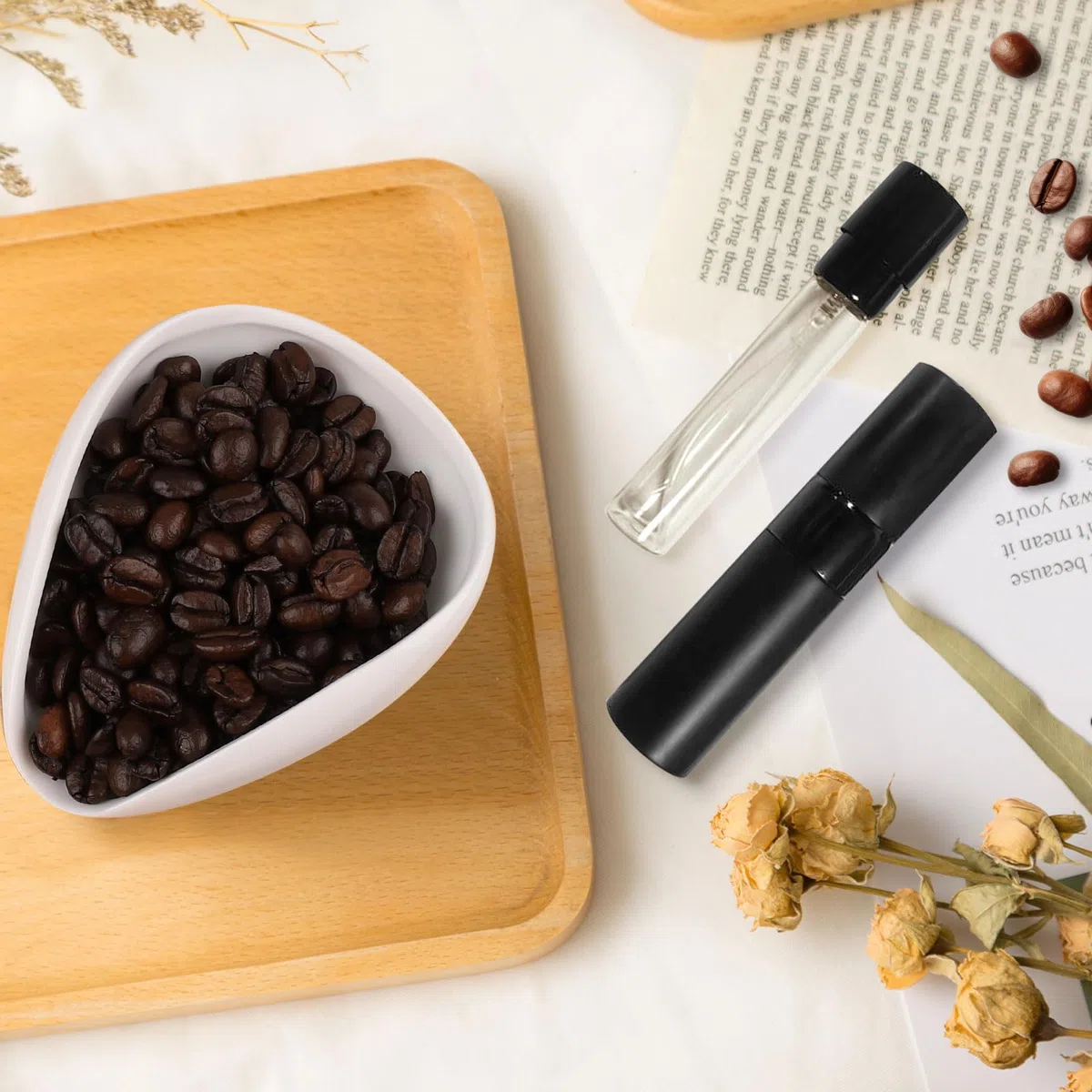 2uds Tazas Dosificadoras de Café con Botella Pulverizadora, Bandeja Dosificadora Granos Café de Cerámica y Rociador para Té Kit Accesorios para Recipiente Espresso Regalo para Amantes Café