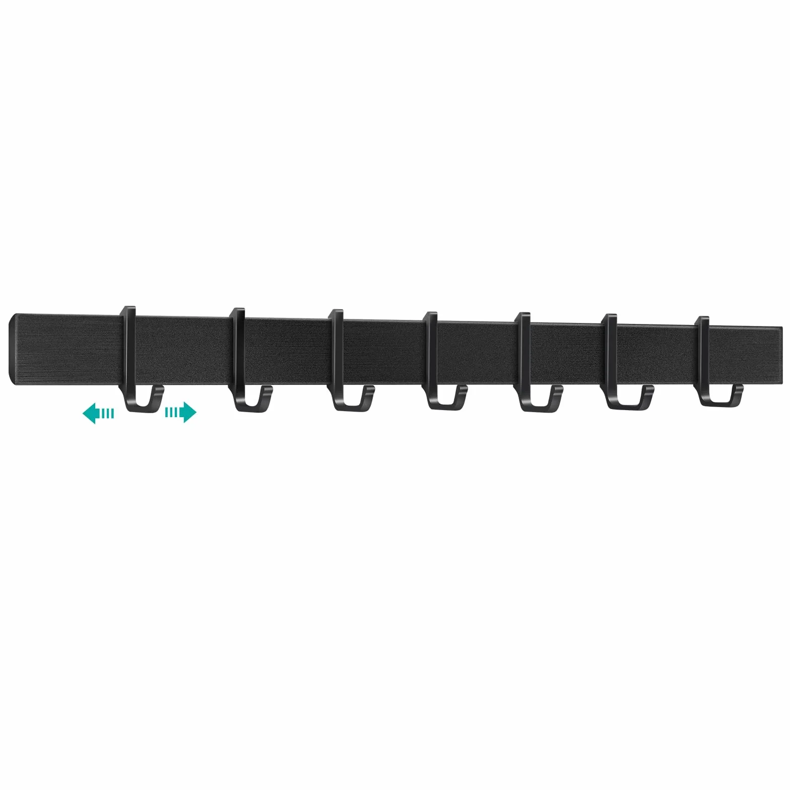 Soporte para utensilios de cocina sin taladro, barra de herramientas de cocina con 7 ganchos móviles, soporte de utensilios de cocina adhesivo, alumini,negro