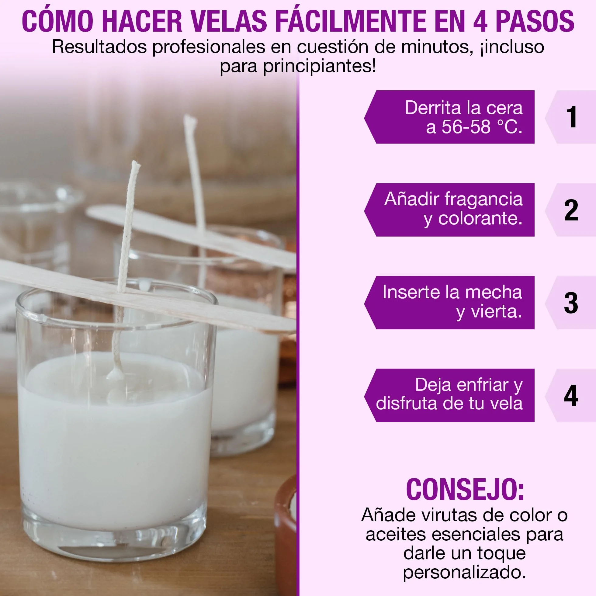 WAXIM Cera de Parafina 1,85 kg en Perlas Blanca | Parafina Refinada para Velas Caseras y Artesanales | Cera Granulada para Velas Aromáticas, DIY, Manualidades y Velas Decorativas y economicas