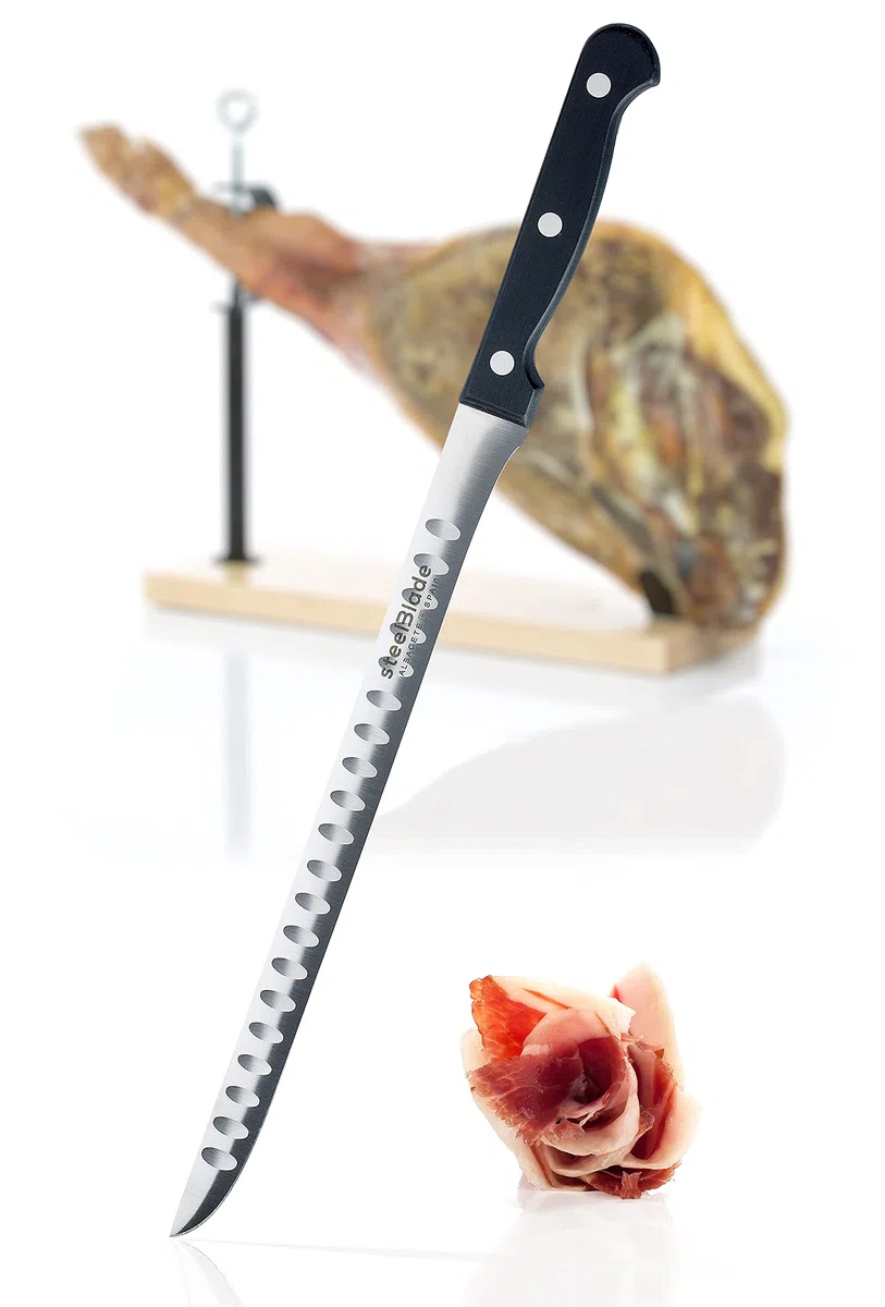 Cuchillo Jamonero Modelo Germany de 28 cm de Hoja Alveolada en Acero Inoxidable.