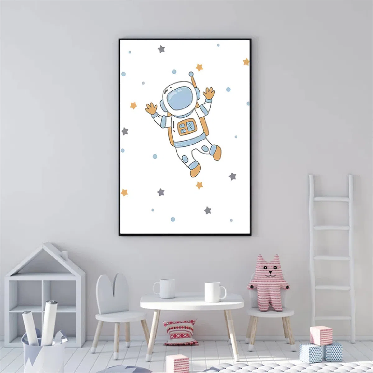Impresiones Sobre Lienzo Cohete Nórdico Estrellas Dibujos Animados Espacio Astronauta Vivero Pared Arte Cuadros Lienzo Pintura Carteles E Impresiones Habitación Infantil Decoración Del Hogar 40x50cm