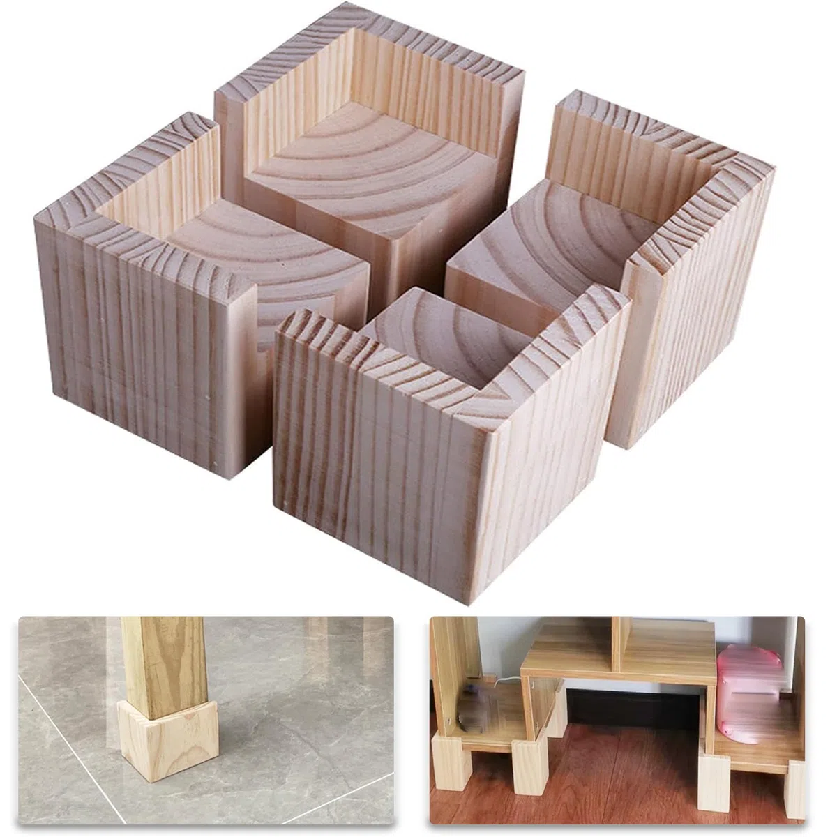 4 Pack Uping Elevador de Muebles, Elevadores Ajustables para Camas Mesas Mobiliario Elevadores de Muebles de Altura, Elevadores de Cama (5 * 5 * 5cm)