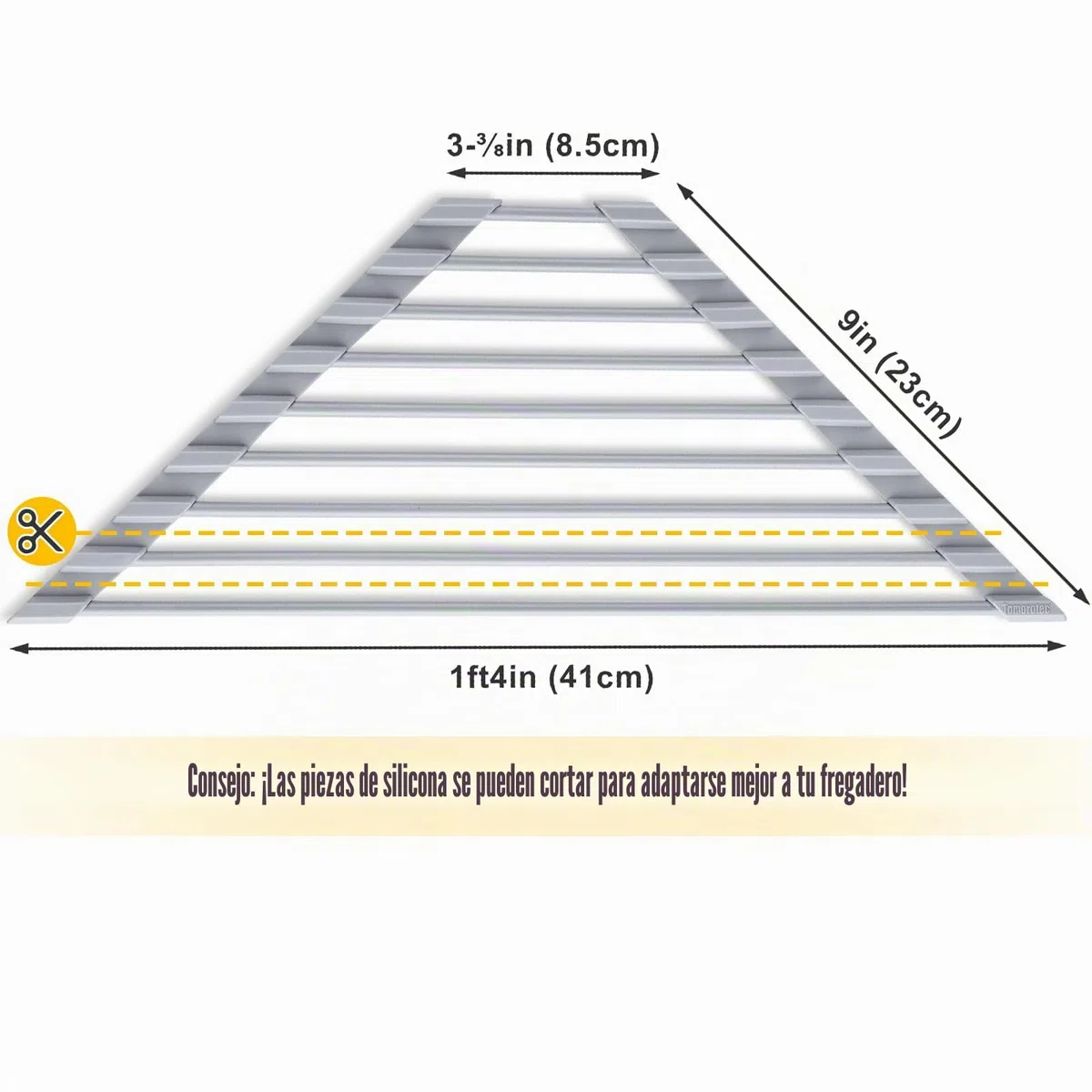 Tomorotec Escurridor de Platos Enrollable Triangular – Pequeño Plegable Recubierto de Silicona para Esquina del Fregadero, Organizador de Acero Inoxidable, escurridor y Ahorro de Espacio para