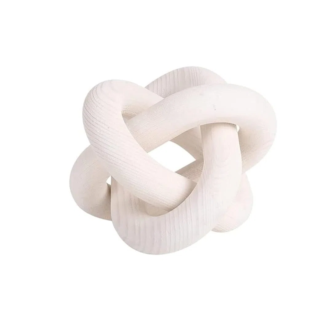 LATRAT Eslabón con Nudo de Madera, Decoración de 6 Pulgadas, Color Blanco