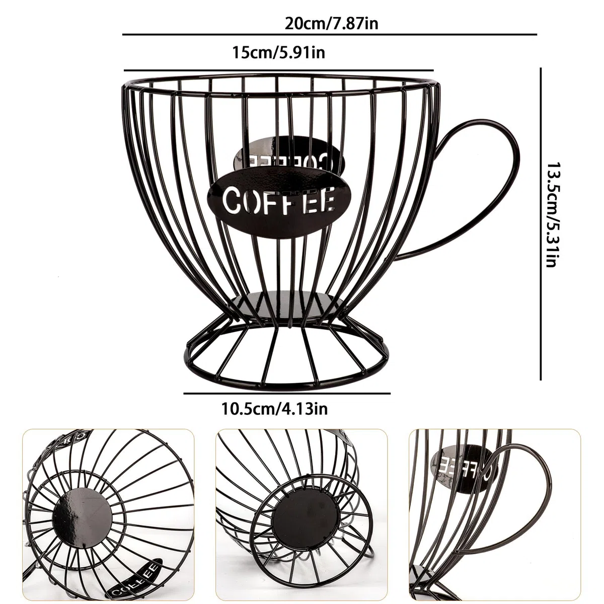 Cesta de Almacenamiento para Cápsulas de Café,Organizador de Cafe Soporte para Cápsulas de Café,Porta Capsulas Cafe, para Guardar Cápsulas de Café y Frutas (Negro)