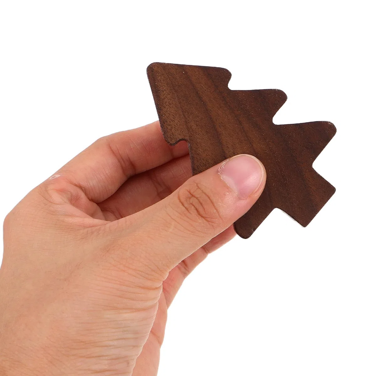 Cabilock Pomos de Madera para Armarios Infantiles en Forma de Árbol de Navidad Tiradores Decorativos para Cajones y Puertas Diseño Creativo y Seguro Acabado en Nogal Oscuro 3 Unidades