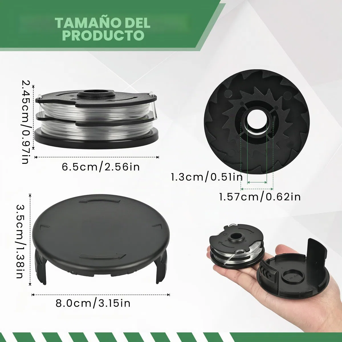 Hilo Desbrozadora para Recortadora Parkside Cortabordes, 6 Carretes y 1 Tapa