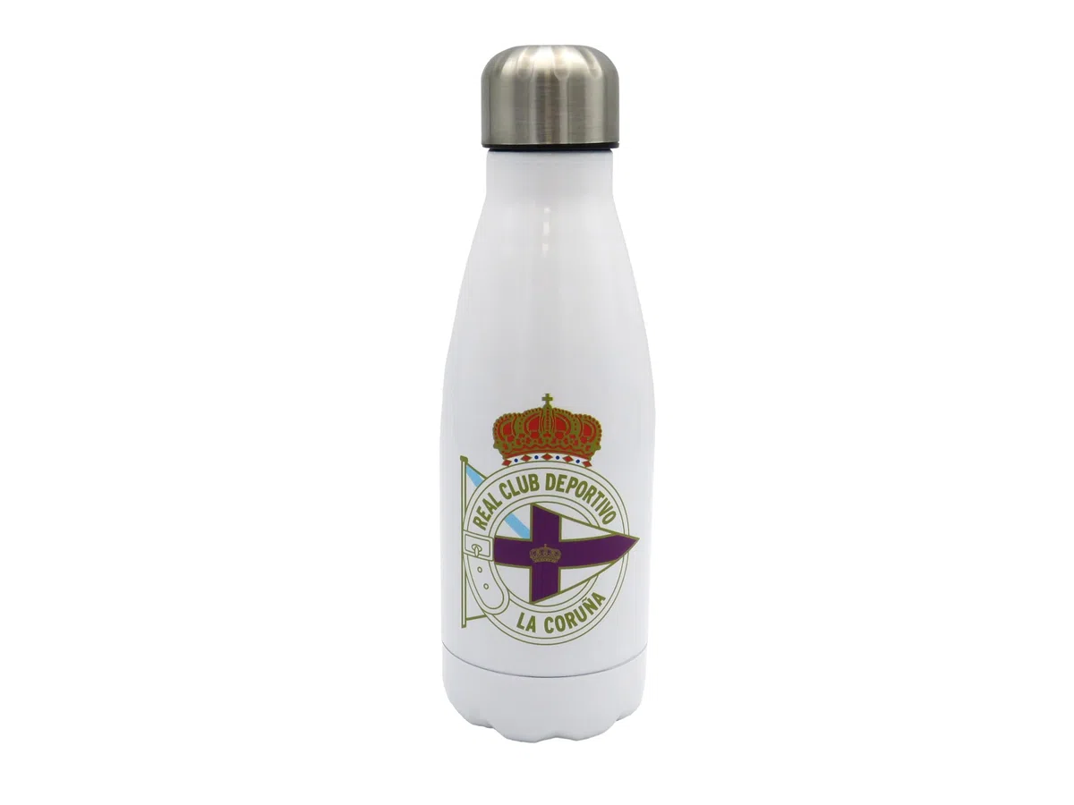 CYPBRANDS Deportivo de la Coruña, Botella, Botella de Agua, Bidón, Cantimplora, Color Blanco, Producto Oficial