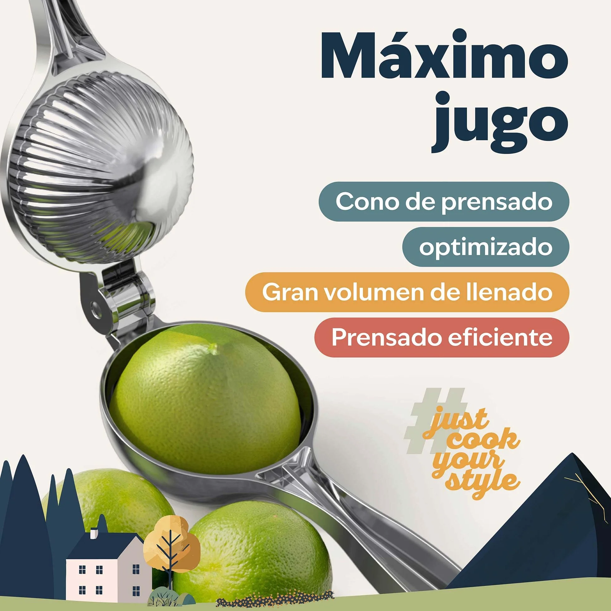 kjøk Premium Exprimidor de limón manual – exprimidor de cítricos para limones, limas y naranjas pequeñas – zumo sin semillas y sin esfuerzo, apto para lavavajillas – para cocina, bar y cócteles