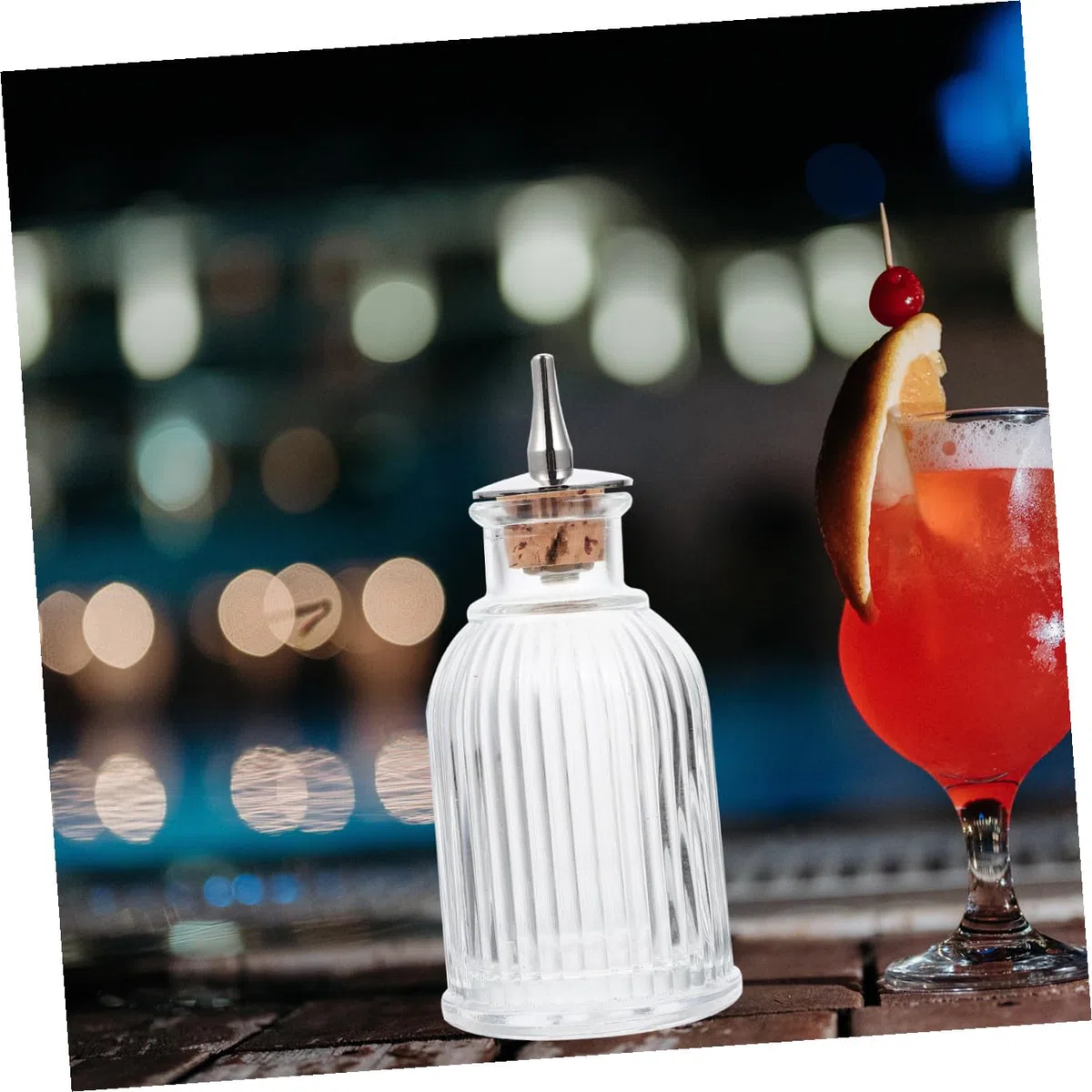 DECHOUS Botella de Vidrio con Tapón para Amargos con Sello Hermético, Botella Decorativa Retro con Relieve, para Bares y Restaurantes