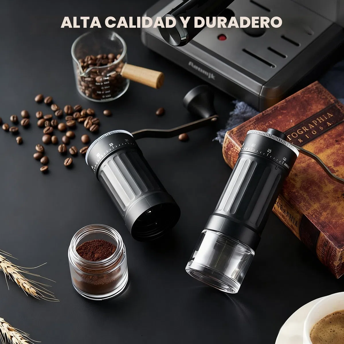 Molinillo de café manual, molinillo de café manual portátil con capacidad de 30g, 40 ajustes ajustables, muela cónica con mango ergonómico para Espresso, Pour Over y más