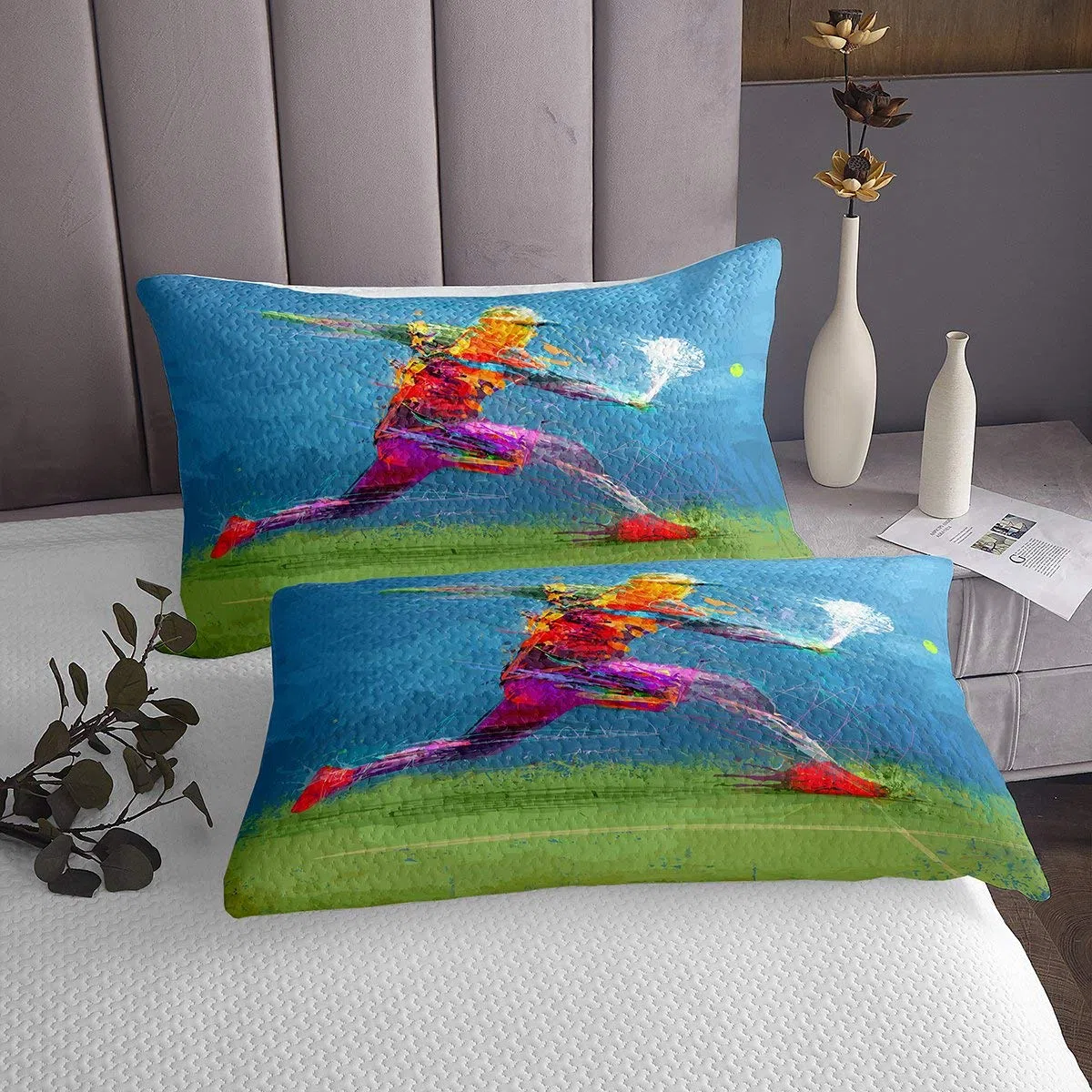 Homewish Juego de colcha acolchada para juegos de tenis,colcha de teñido anudado,tamaño doble,juego de colcha gitana para niños y adolescentes,decoración de dormitorio,sala de estar,dormitor