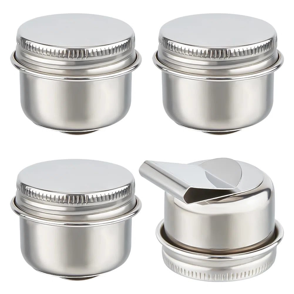 UNICRAFTALE 4 Pieza de Acero Inoxidable Pintura Al Óleo Taza Paletas Contenedor Taza Metal Cazo Pintura Recipiente Contenedor con Tapa Y Clip Boca Grande Solo Cazo Paleta Taza para Dibujar