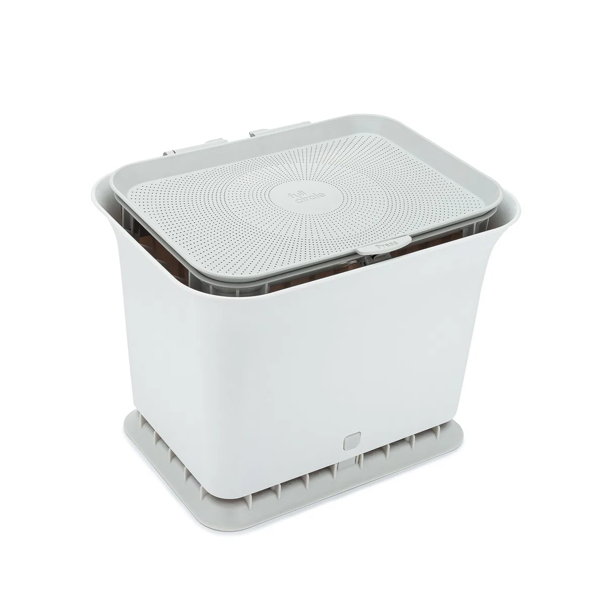 Full Circle Cubo de Basura de Encimera para Orgánicos | Compostador Anti-Olores | Apertura con Botón, Apto Lavavajillas, Incluye 5 Bolsas Compostables | Contenedor Compacto para Cocina