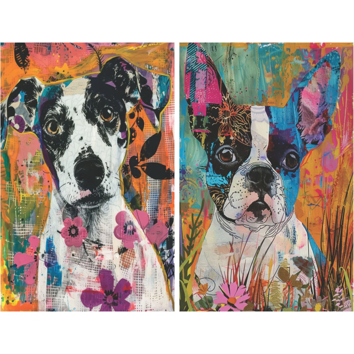 Papel de arroz Perros Abstractos, 20 x 26,6cm (6pc) - 6 Diseños para Scrapbooking Tarjetas Manualidades, Decoupage by CRAFT KREATIVELY