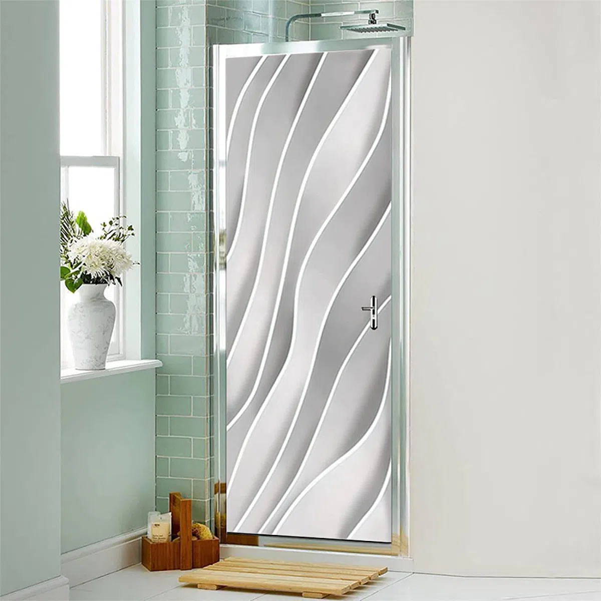 Adhesivos Murales Para Puerta 3D, Vinilo Autoadhesivo Para Puerta Mural Impermeable Extraíble Líneas De Rayas Blancas 80 X 200 Cm Pegatinas De Puerta Para Puertas Interiores Decoración De La Oficina