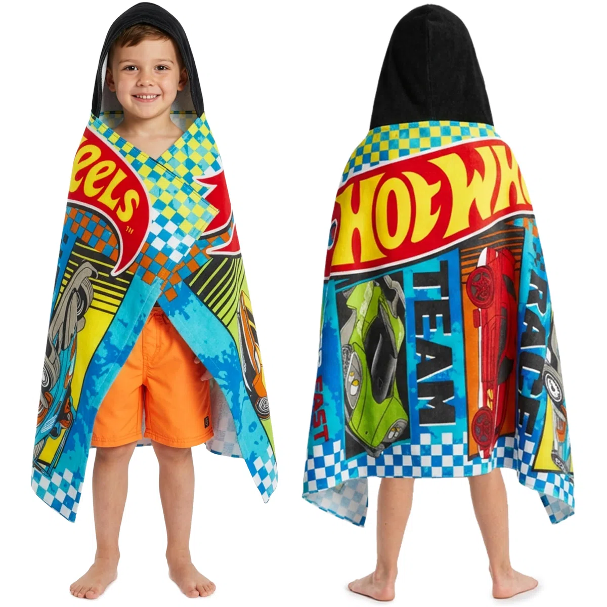 Get Trend Hot Wheels Toalla con Capucha Niño, Poncho Niño de Baño y Playa 100% Algodón, Suave y Absorbente, Toalla Piscina Infantil para Ducha, Accesorio de Viaje y Vacaciones (Multi Hot Wheels)