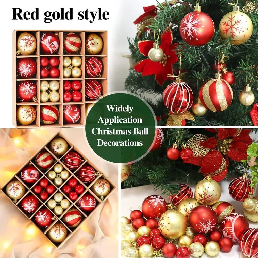 Bolas de Navidad, 42 bolas de árbol de Navidad rojas y Dios, adornos colgantes de Navidad, decoración de árbol de Navidad, bolas inastillables, decoración de temporada, invierno, vacaciones, fiesta