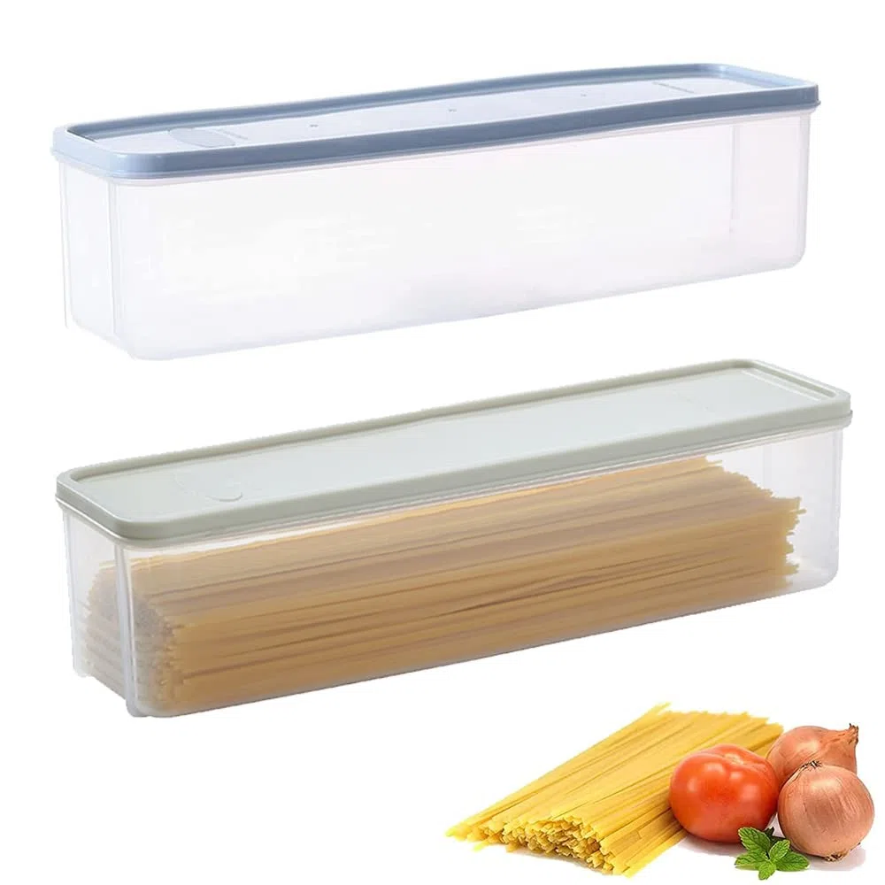 2 Piezas Recipiente Plástico para Alimentos, Cajas Pasta para Espagueti, Cajas con Tapas para Pasta, Espagueti, Cereales (2 Colores)