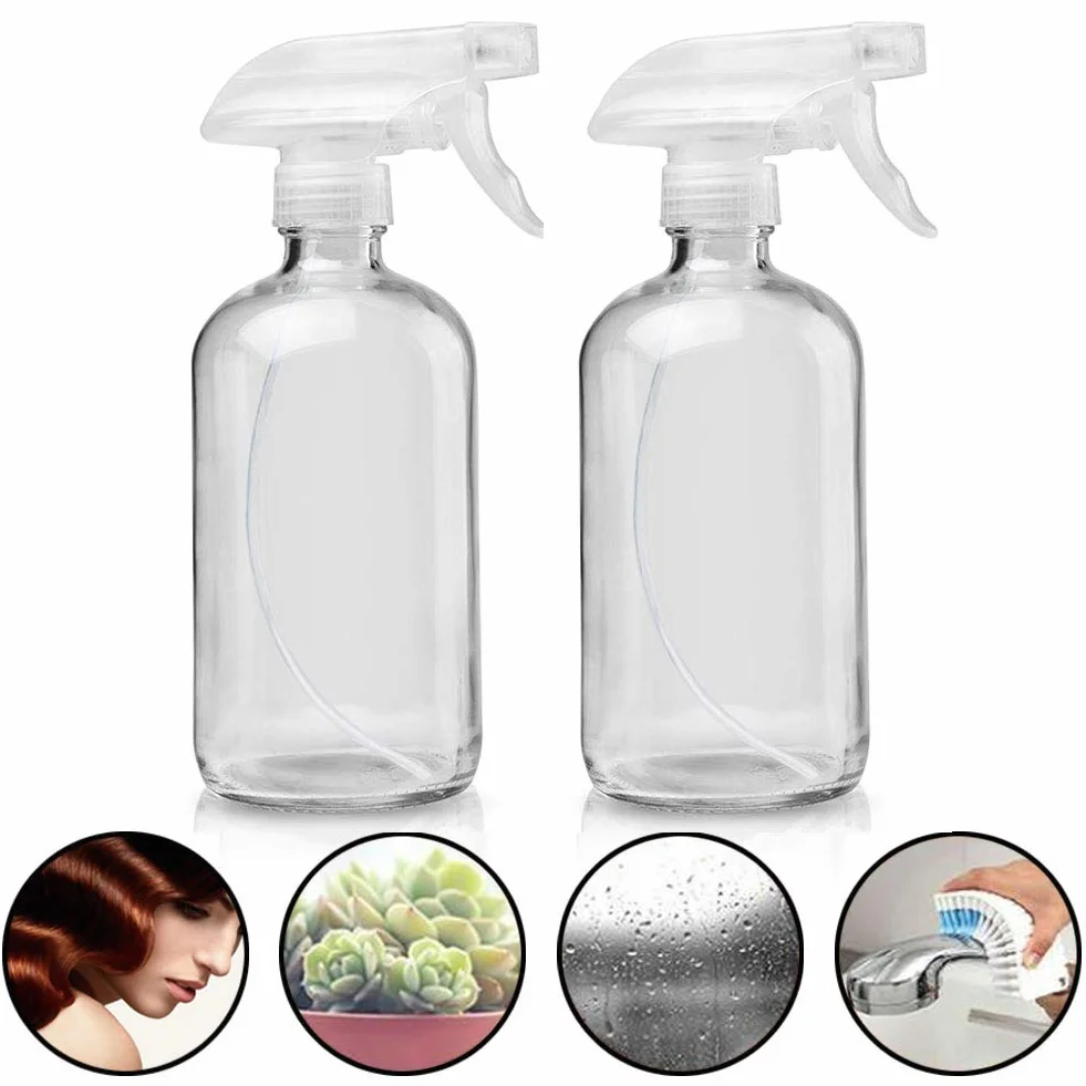 Vaporizador en Botella de Cristal con Gatillo, Prueba de Fugas/Reutlizable/Orgánico/Limpieza/Plantas/DIY(2 x 500mL)