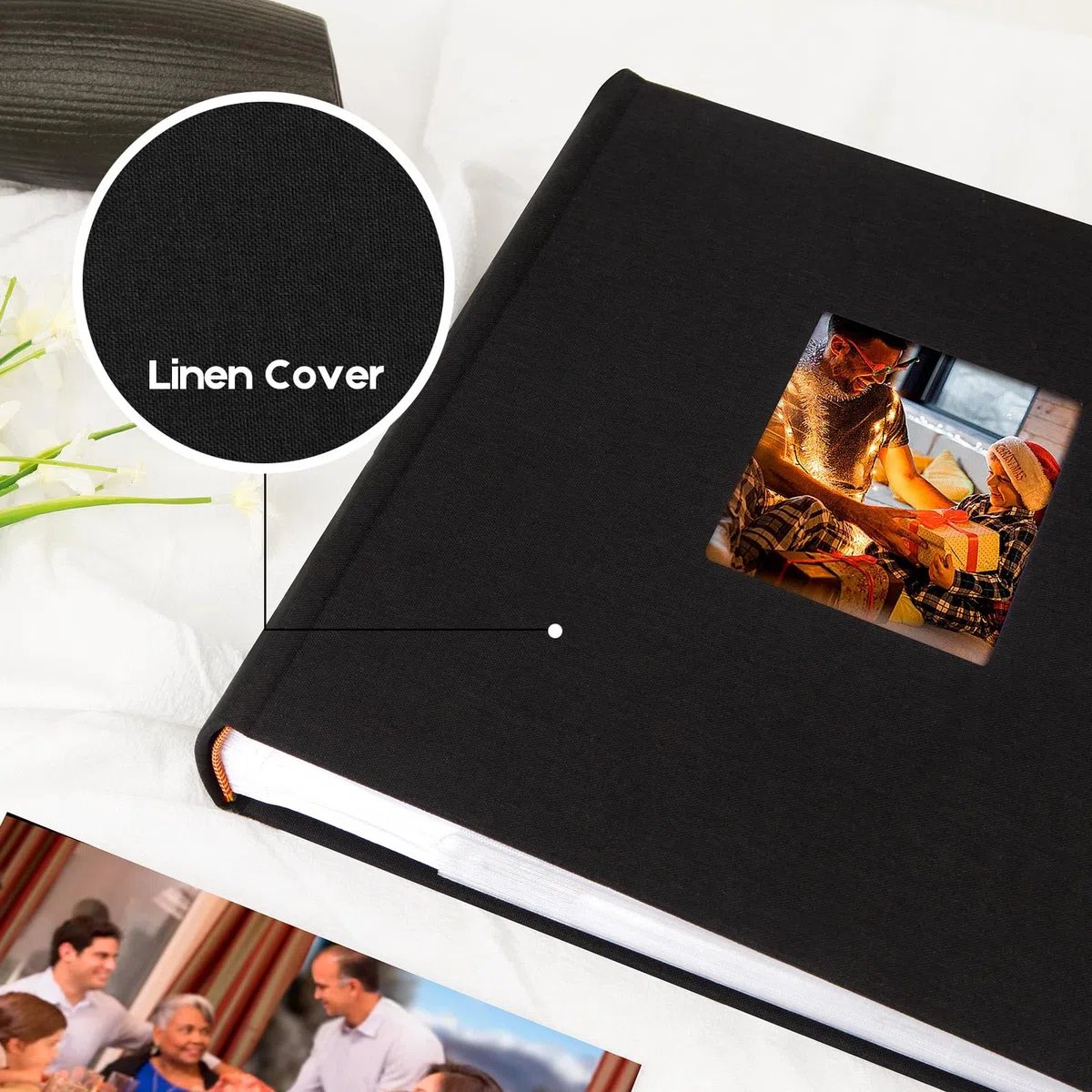 Álbum de fotos de 5 x 7 pulgadas, 240 fotos, marco de lino con áreas de notas, álbum de fotos de 5 x 7 pulgadas, álbum de fotos de boda de 5 x 7 pulgadas, libro de fotos de 5 x 7 pulgadas con espacio