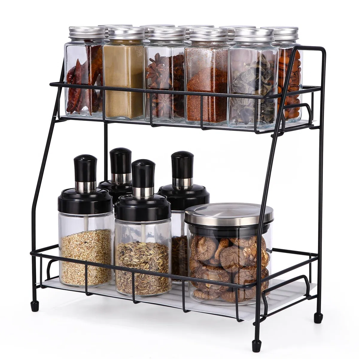 Organizador Cocina, Especieros para Cocina Metálicos, Estantería Cocina para Encimera, Organizador Práctico y Compacto, Estante para Especias, Racks de Almacenamiento para Cocina