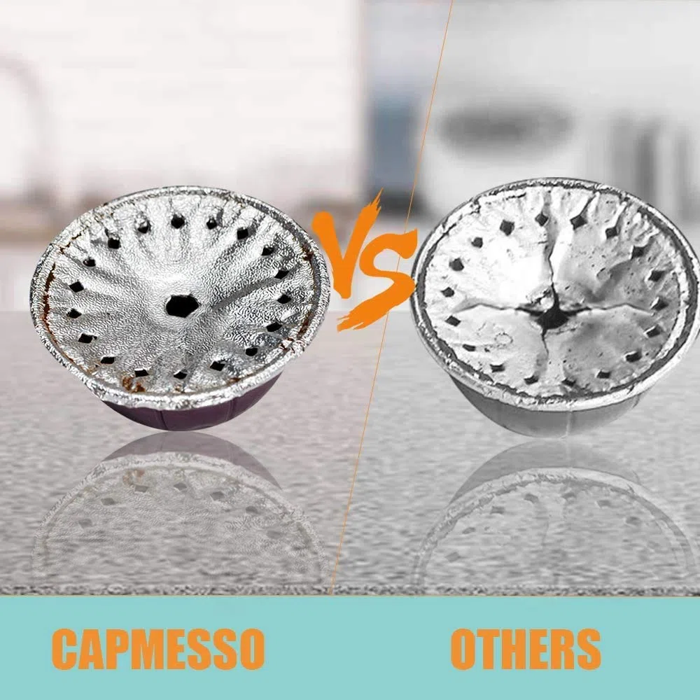 Tapas de papel de aluminio CAPMESSO para reutilizar las cápsulas de café Vertuoline, compatibles con la máquina Nespresso VertuoLine de 64 mm (100 / paquete) (200)