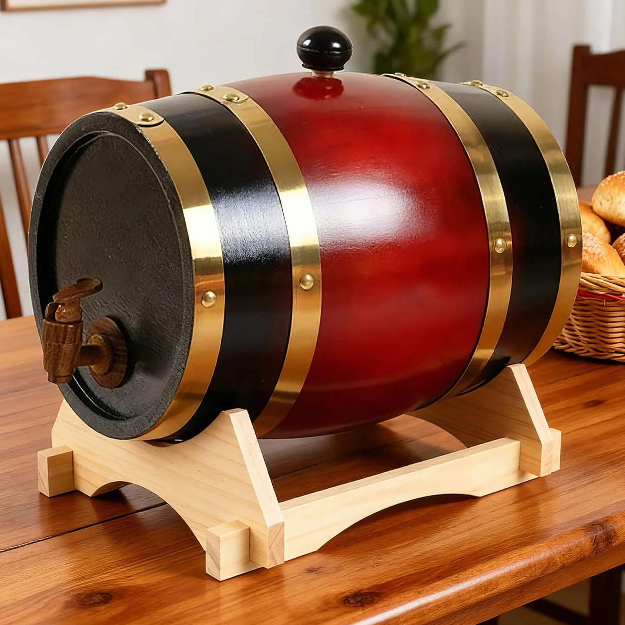 Ciieeo Soporte De Madera para Barril De Roble 5 litros Elevador Estable para Dispensador De Bebidas Cubos De Cerveza Jarras De Vino Base Rústica para Cocina Y Hogar