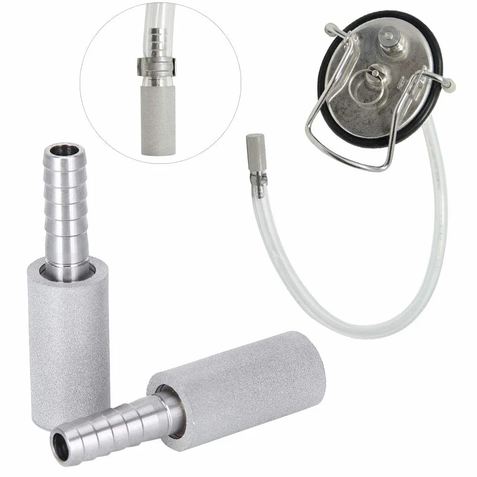 2Pcs 0.5μm Acero Inoxidable Piedra de aireación Piedra de difusión Piedra de aireación de Acero Inoxidable con 1/4 Pulgadas de diámetro Exterior Barb