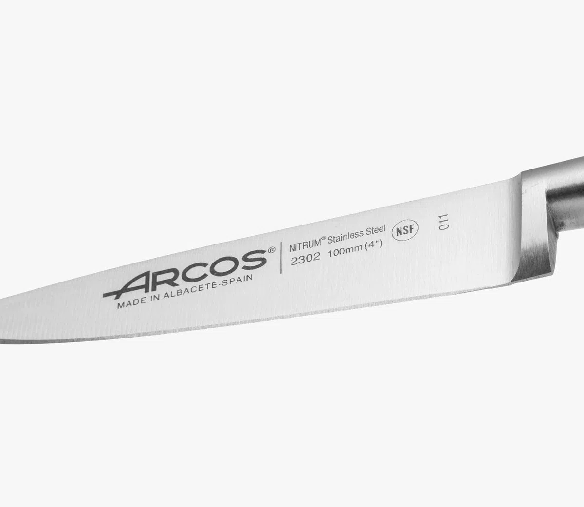 Arcos Cuchillo Pelar Forjado Acero Inoxidable. Cuchillo Cocina para Pelar Frutas y Verduras. Mango Ergonómico Polioximetileno y Hoja 100mm. Serie Riviera. Color Negro.