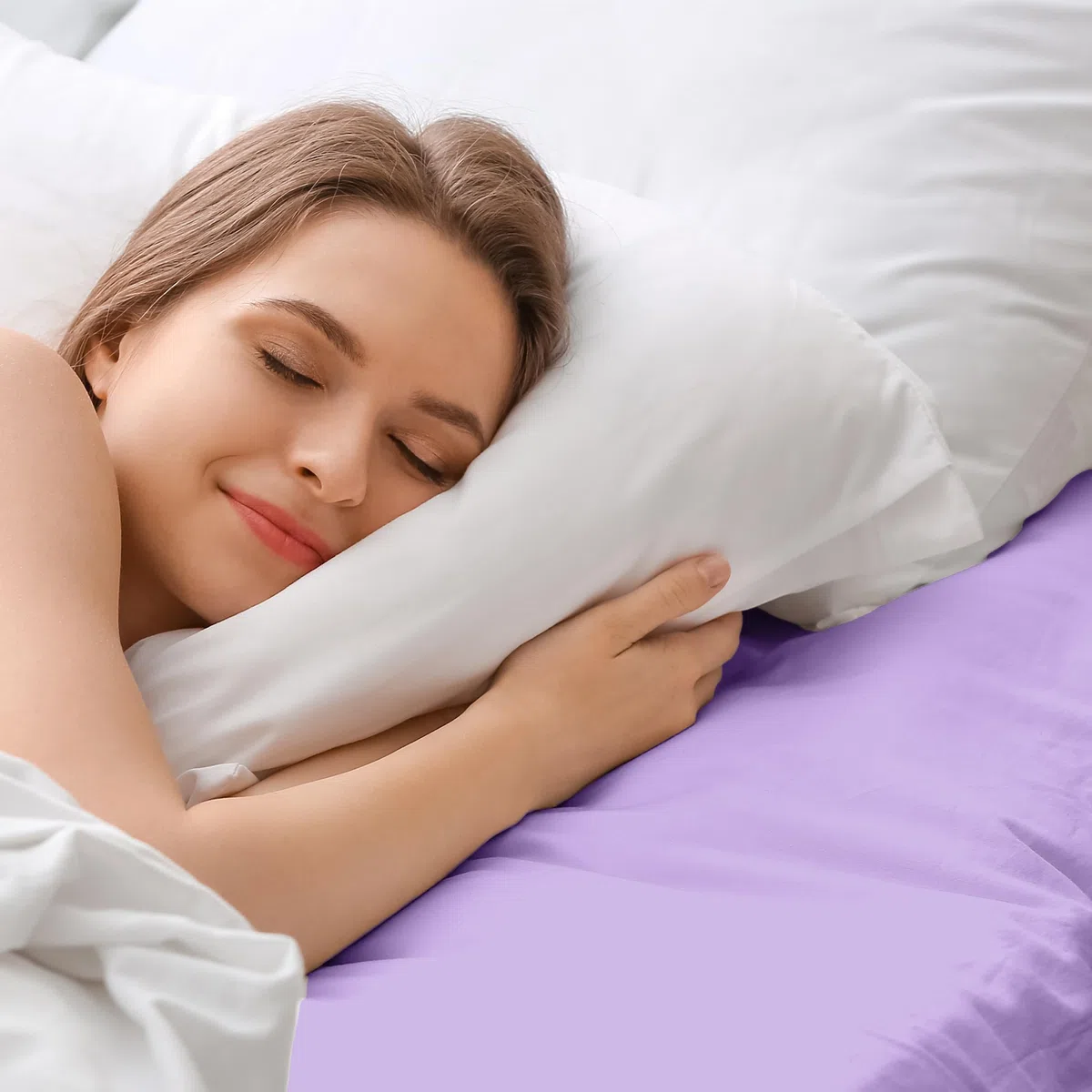 Sábana Encimera de Microfibra 155x250cm para Cama de 90cm - Encimera Super Suave, Transpirable Lavable a Maquina - Color Lila