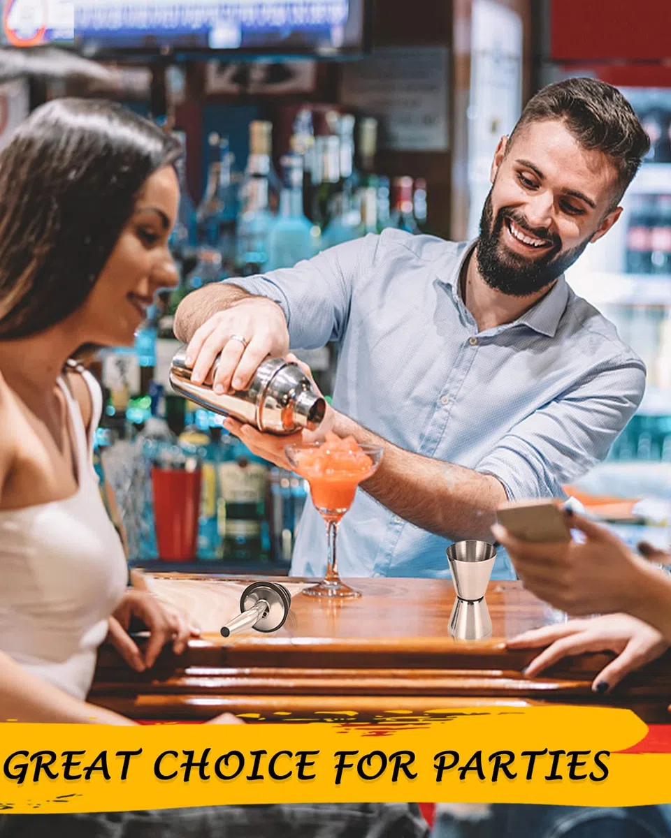 LIVEHITOP Juego Cóctel, Juego Mezclador Cóctel Profesional Acero Inoxidable con Coctelera