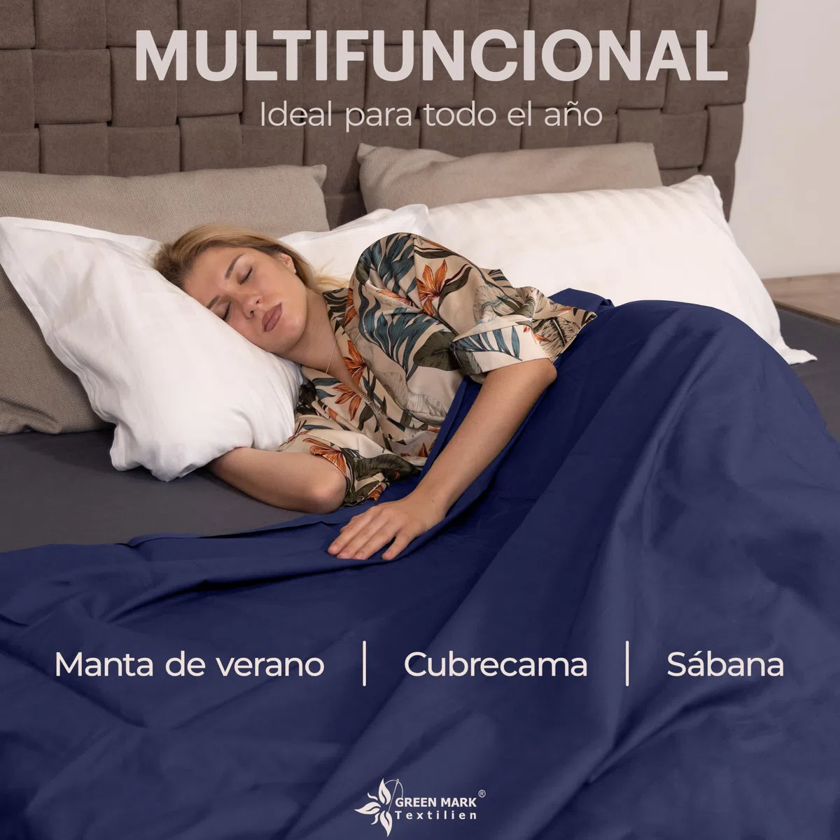 GREEN MARK Textilien sábana Plana 100% algodón – Sábana clásica sin elástico, Suave para la Piel, fácil de cuidar, Lavable a Alta Temperatura – Azul Marino – 150x250 cm
