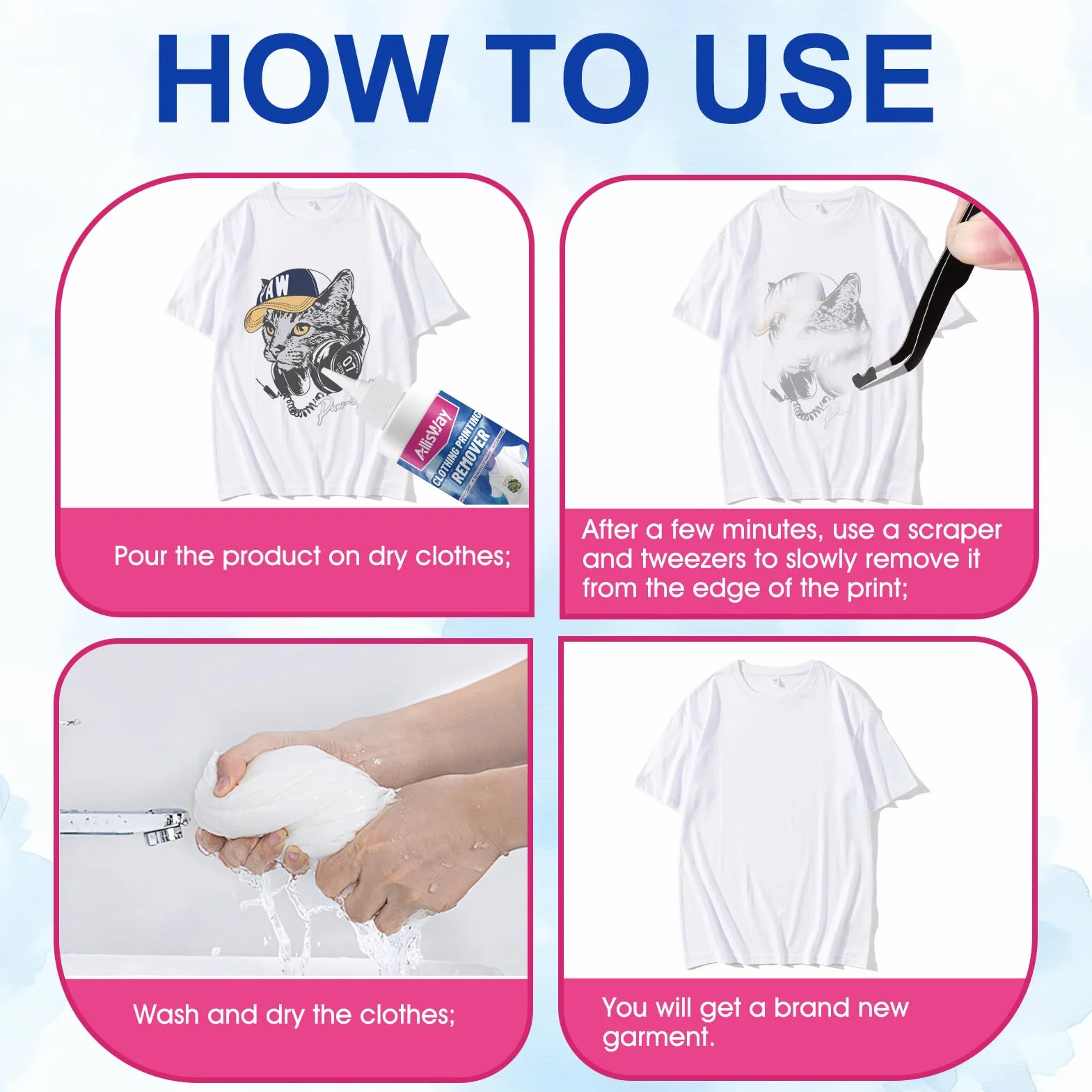 DTF Remover para Camisetas, Eliminador de Estampados de Ropa, Eliminación Rápida de Manchas, Suave con la Ropa, Perfecto para Eliminar Impresiones de Textiles, 120 ml