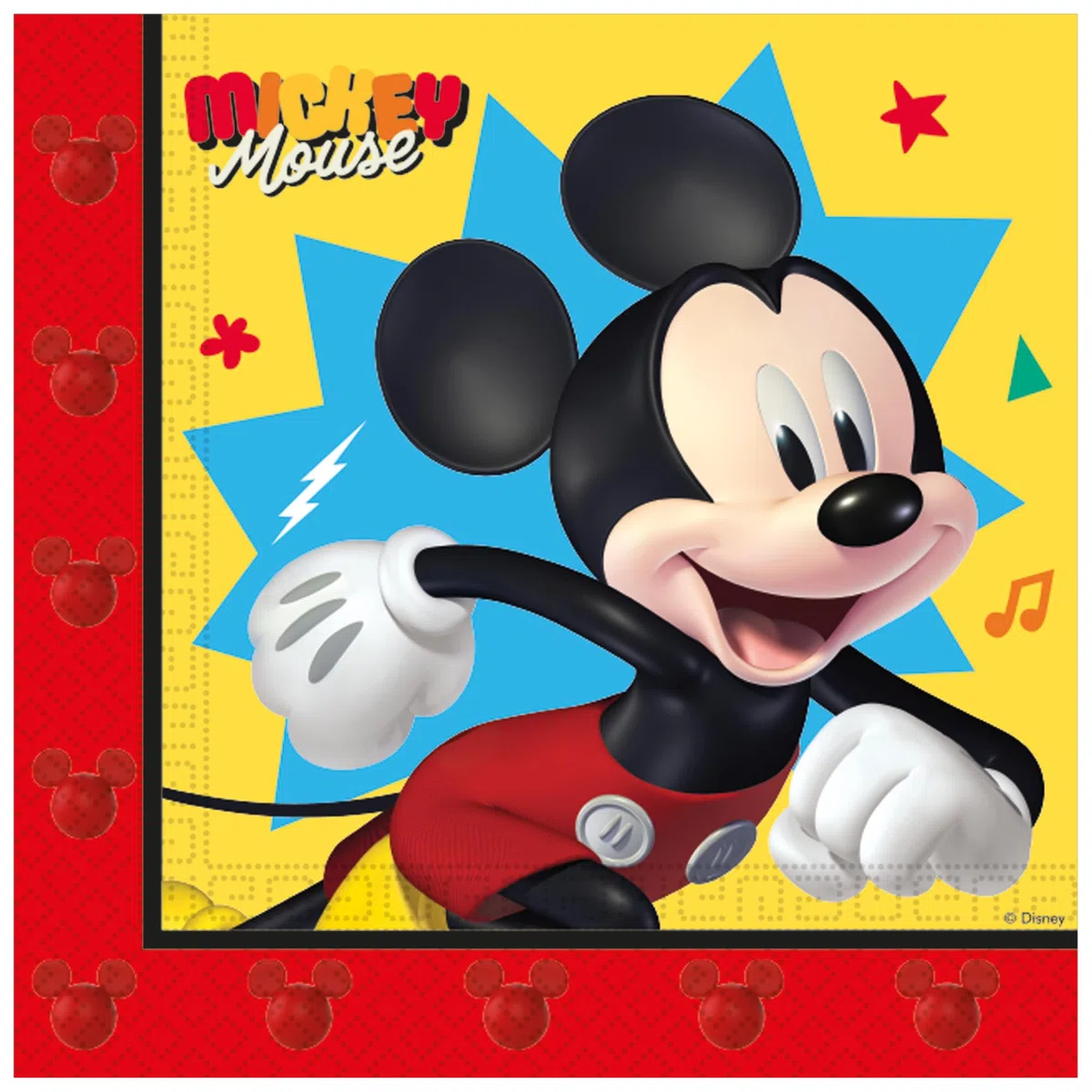 Procos - Decoración de cumpleaños Mickey Mouse Jump Into Fun, 52 piezas, platos de cartón, vasos y servilletas para cumpleaños infantiles, vajilla de fiesta