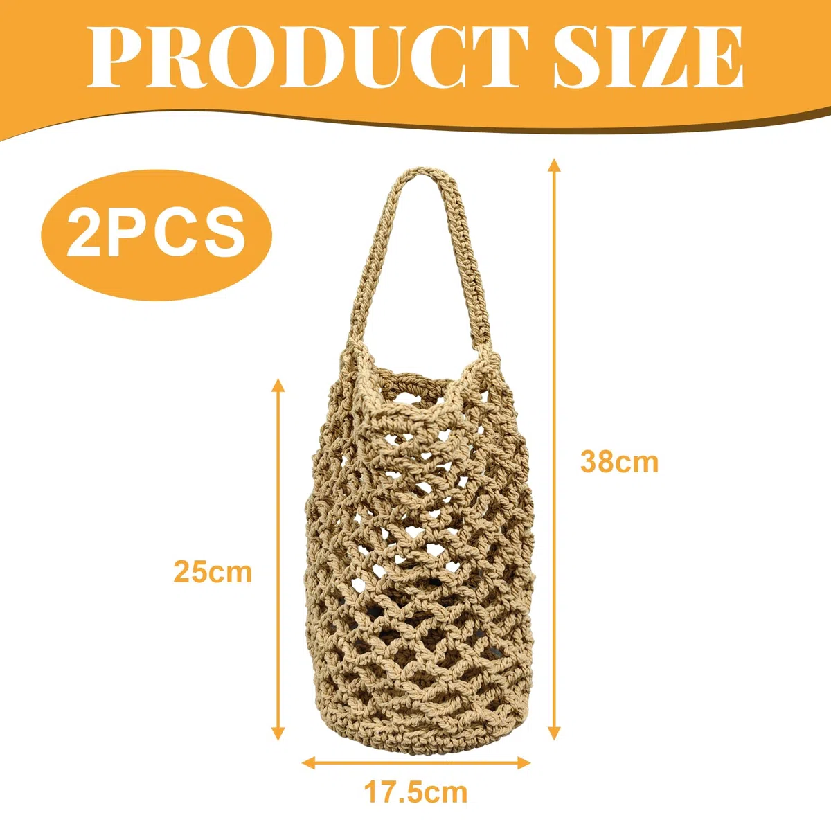 Cestas Colgantes para Frutas, Cesta Colgante de Pared Cestas de Frutas Vegetales para Colgar, 2 Piezas Tejido a Mano Malla 32x16cm para Huevos Frutas Verduras, Suspensión en Pared o Techo