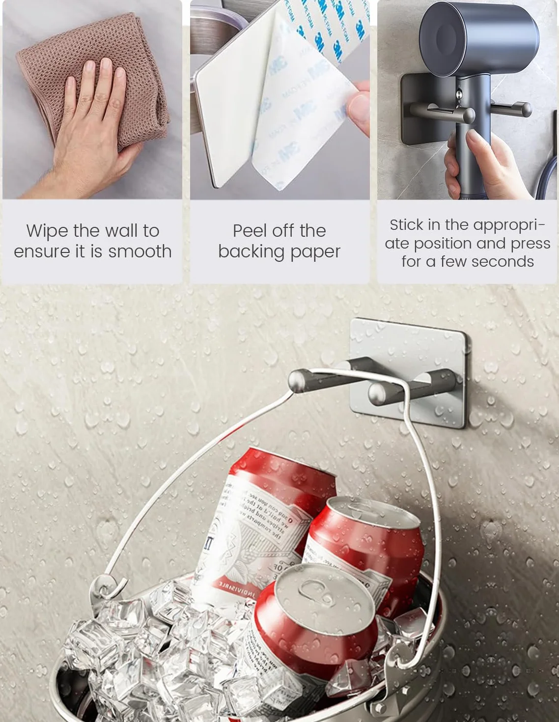 Soporte Secador Compatible con Dyson, Accesorios Secador Compatible con Dyson Supersonic con función de Almacenamiento de Cable y Capacidad para 2 boquillas. Fabricado en Aluminio