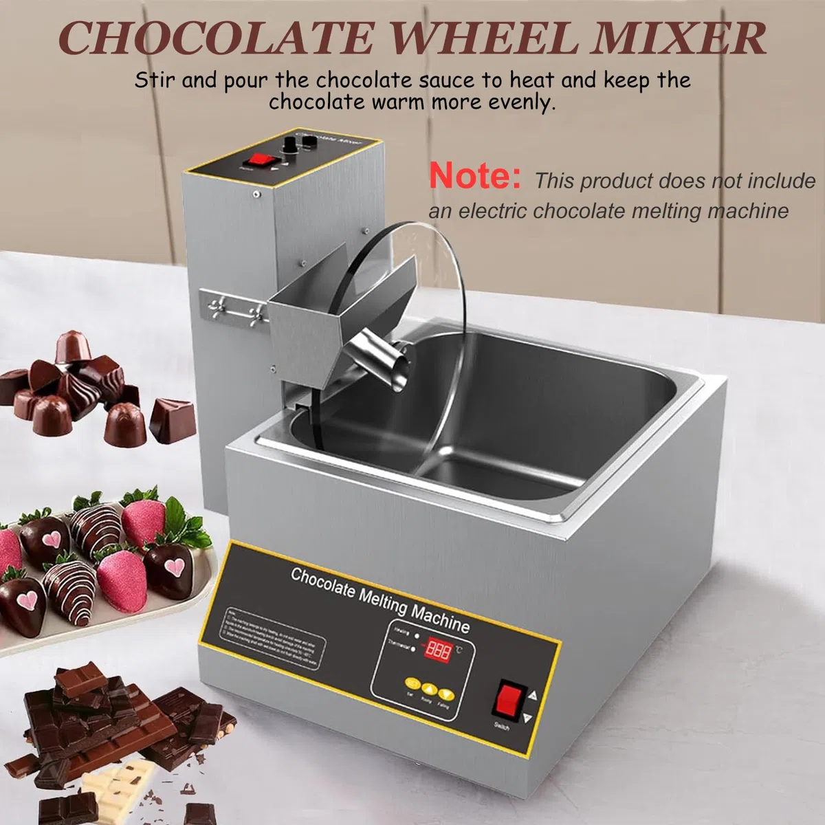 Máquina mezcladora para derretir Chocolate Caliente, mezcladora de Ruedas de Chocolate, creadora de temperado, máquina eléctrica de deposición de Chocolate, Acero Inoxidable (220v)
