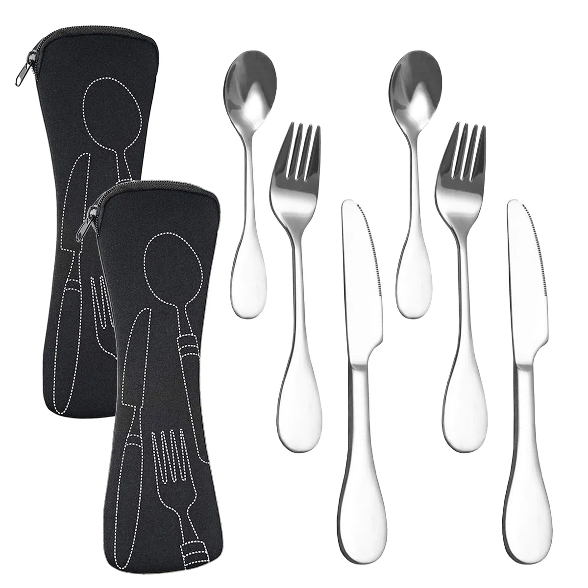 8 platos bariátricos para control de porciones, control de porciones de alimentación, cubiertos para pérdida de peso, cubiertos para servir, tenedores, cuchillos con bolsas de almacenamiento de tela
