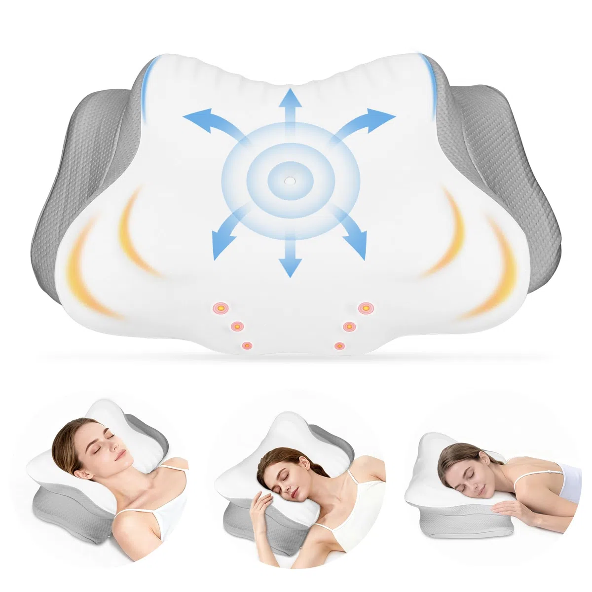 Almohada ergonómica,Almohada Cervical,Almohada Ortopedica para Soporte de Cuello contra el Dolor de Cuello y Hombros,para quienes Duermen de Lado,Boca Arriba y Boca Abajo