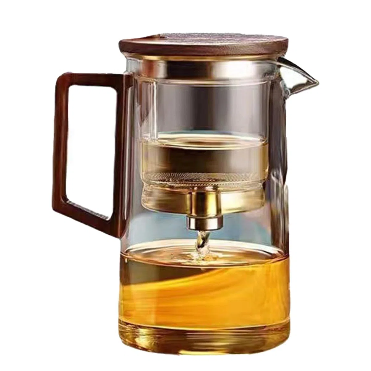 con infusor – con colador de vidrio para separación de agua, mágica ergonómica para lavavajillas, transparente de un toque para té de flores y té verde