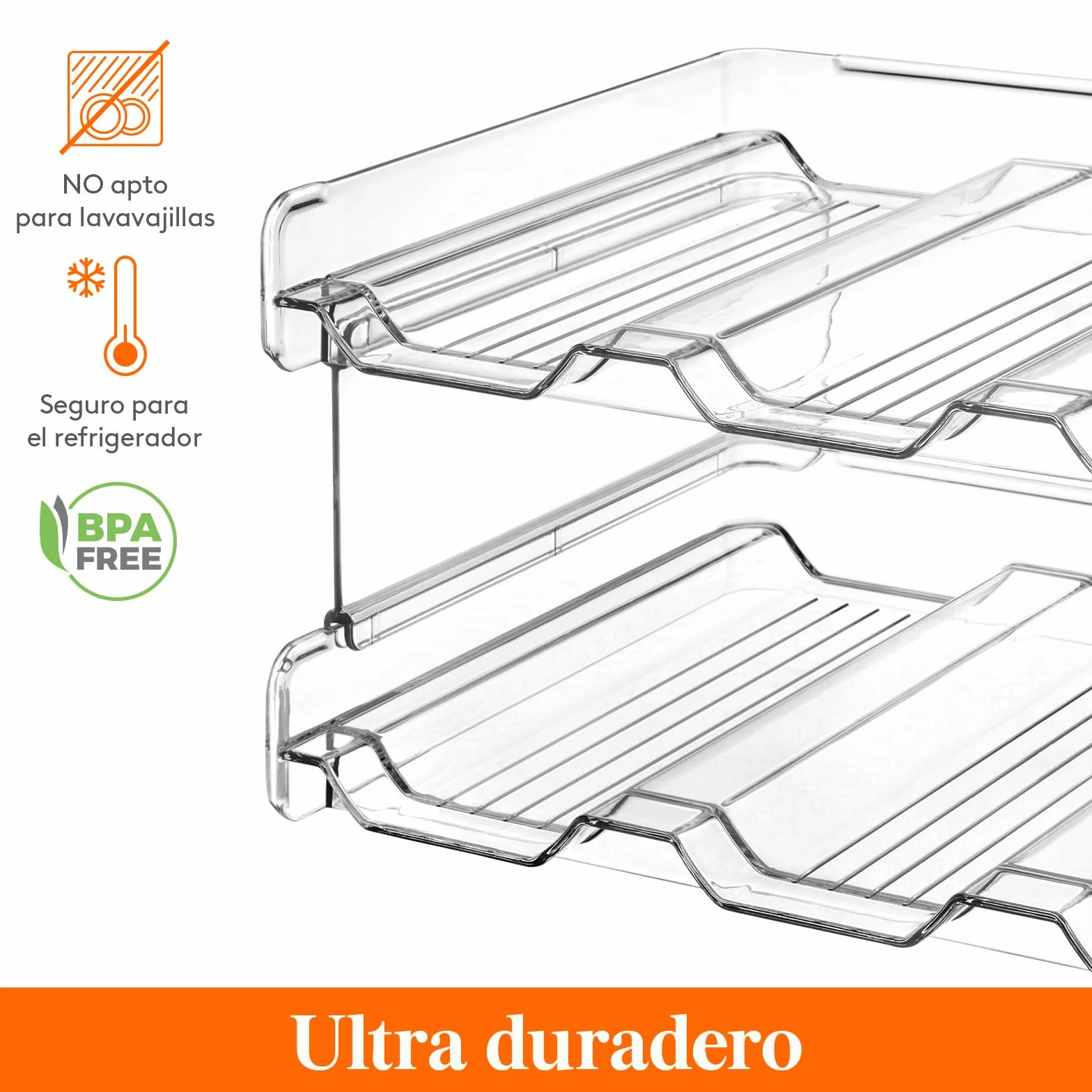 Lifewit Organizador de Botellas de Vino y Agua Apilable para Armario, Frigorífico, Despensa - Portabotellas de Plástico para Almacenar en Encimera, Armario, Oficina - Pack de 2