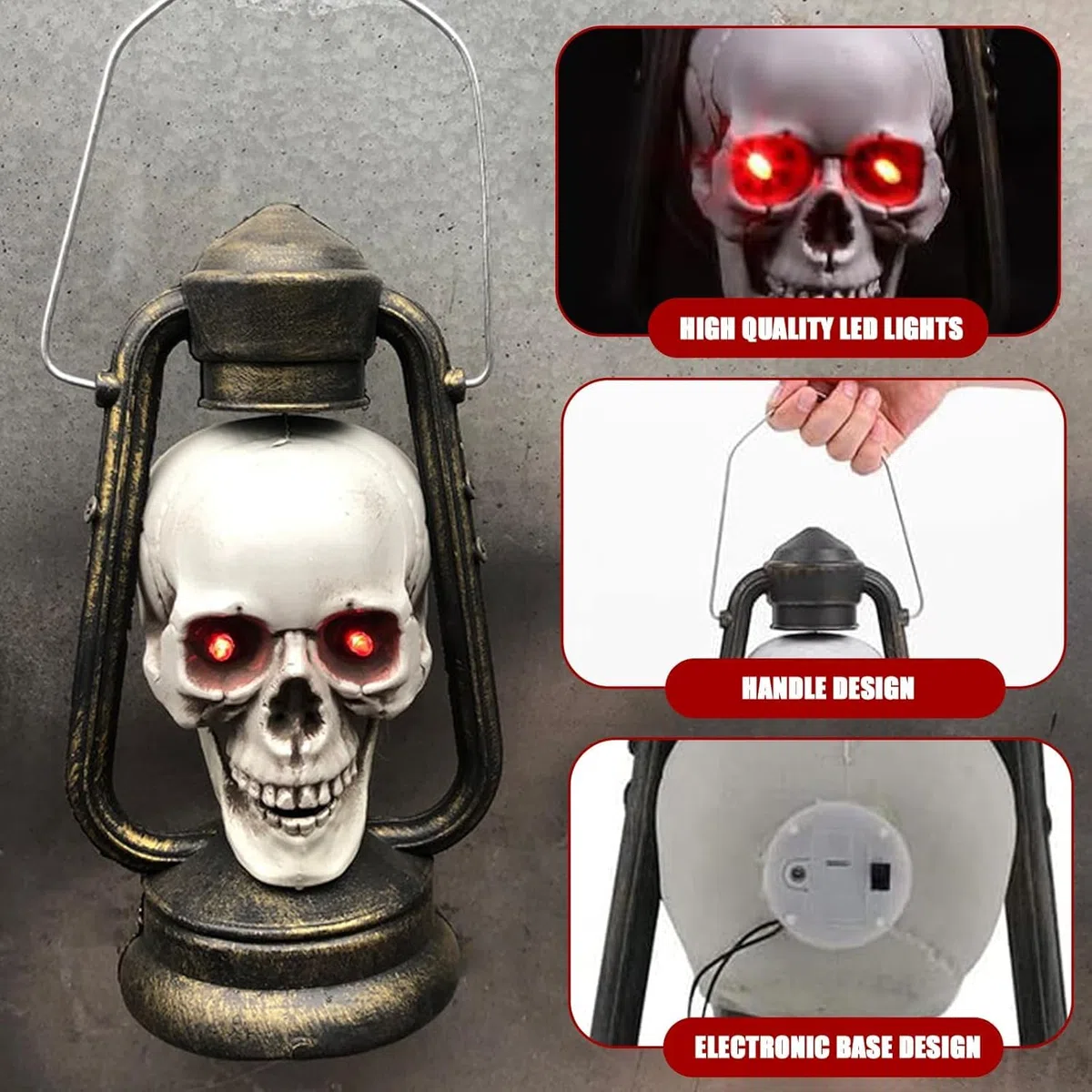 Lámpara De Calavera De Halloween Funmo Halloween Linterna Calavera Parpadeante Lámpara De Calavera Calavera Led Lantern Accesorios De Regalo para Fiesta, Halloween, Decoración De Bar