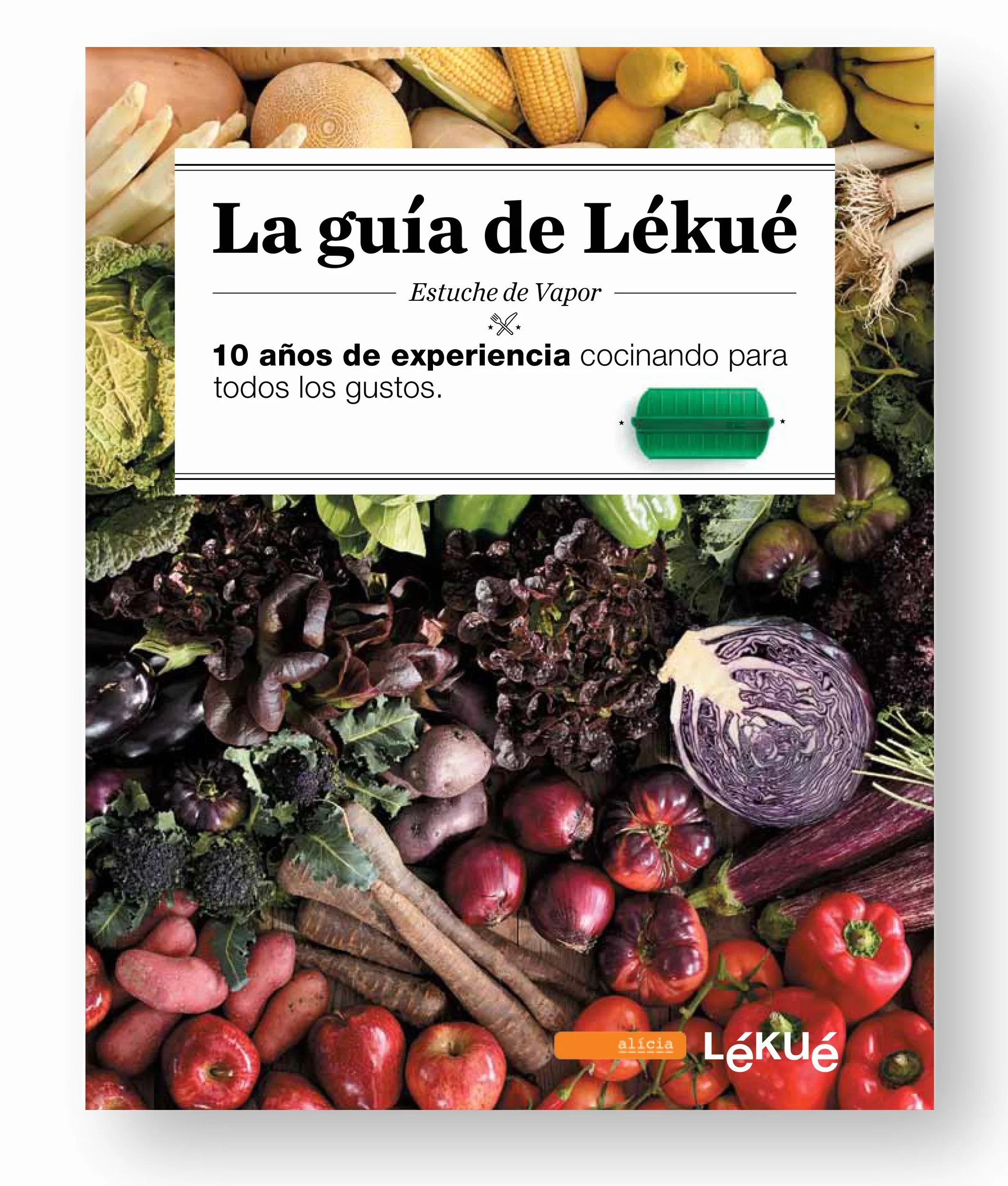 Lékué Kit Estuche de vapor, 1,2 personas + libro de recetas "Guia Indispensable" + bandeja, silicona platino rojo, 600 ml